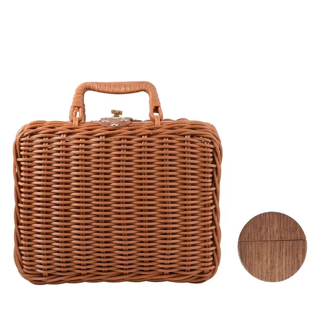 Personalised USB With Wicker Basket Photo Gift Box Case For Wedding Or Anniversary