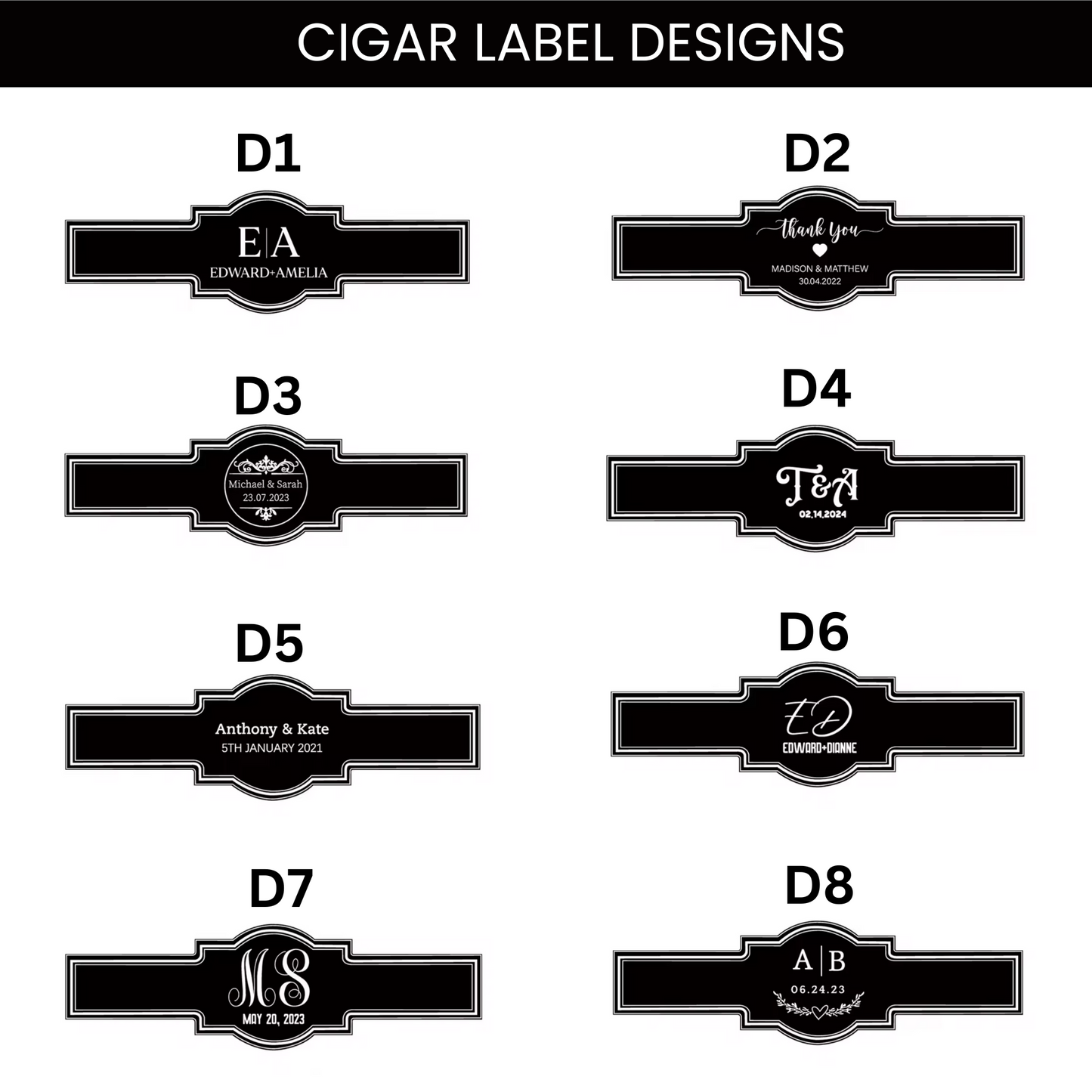 Custom Wedding Cigar Label Bands - 69pcs