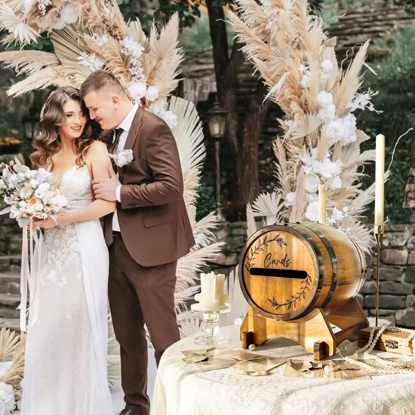 Mini Whiskey Barrel Wedding Card Box