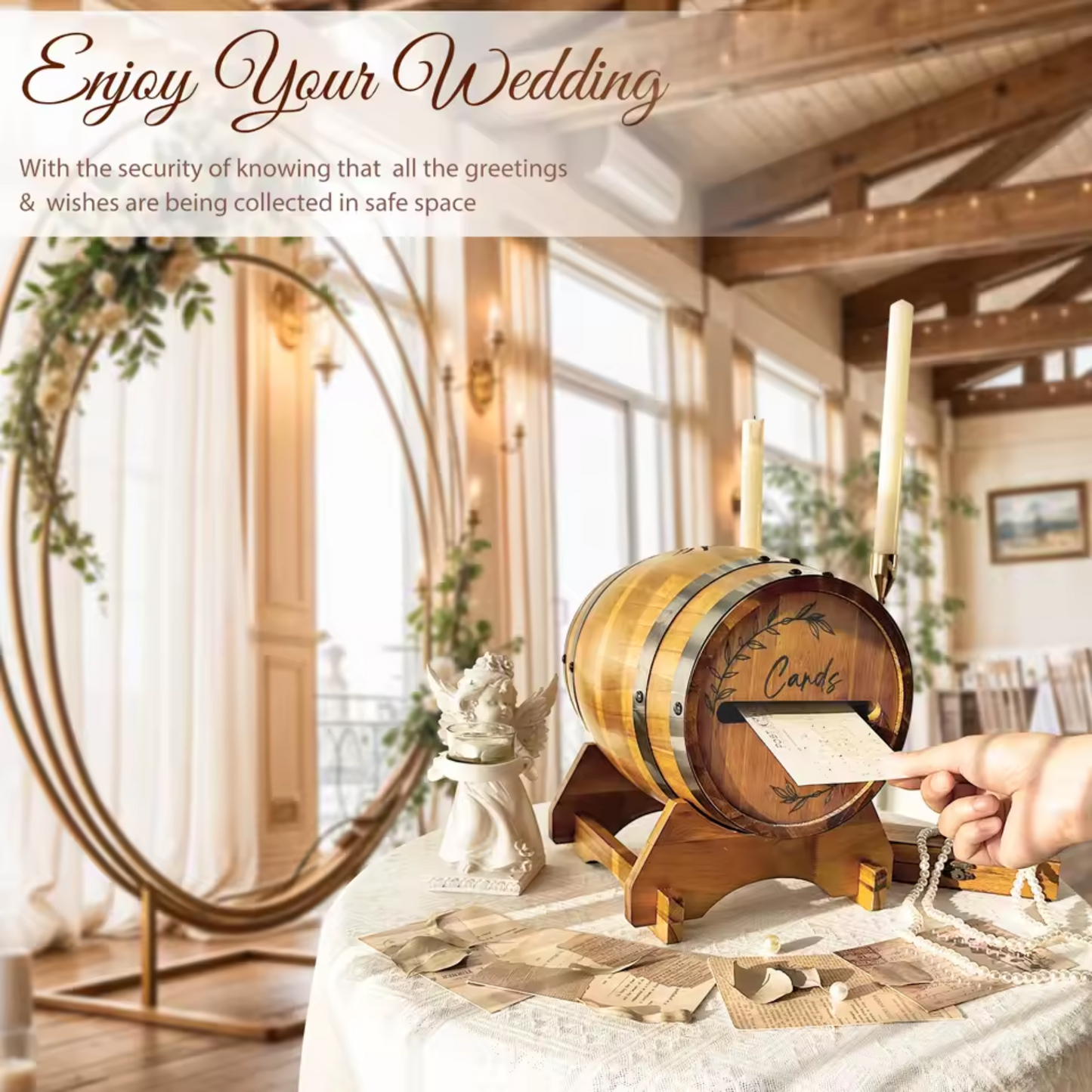 Mini Whiskey Barrel Wedding Card Box