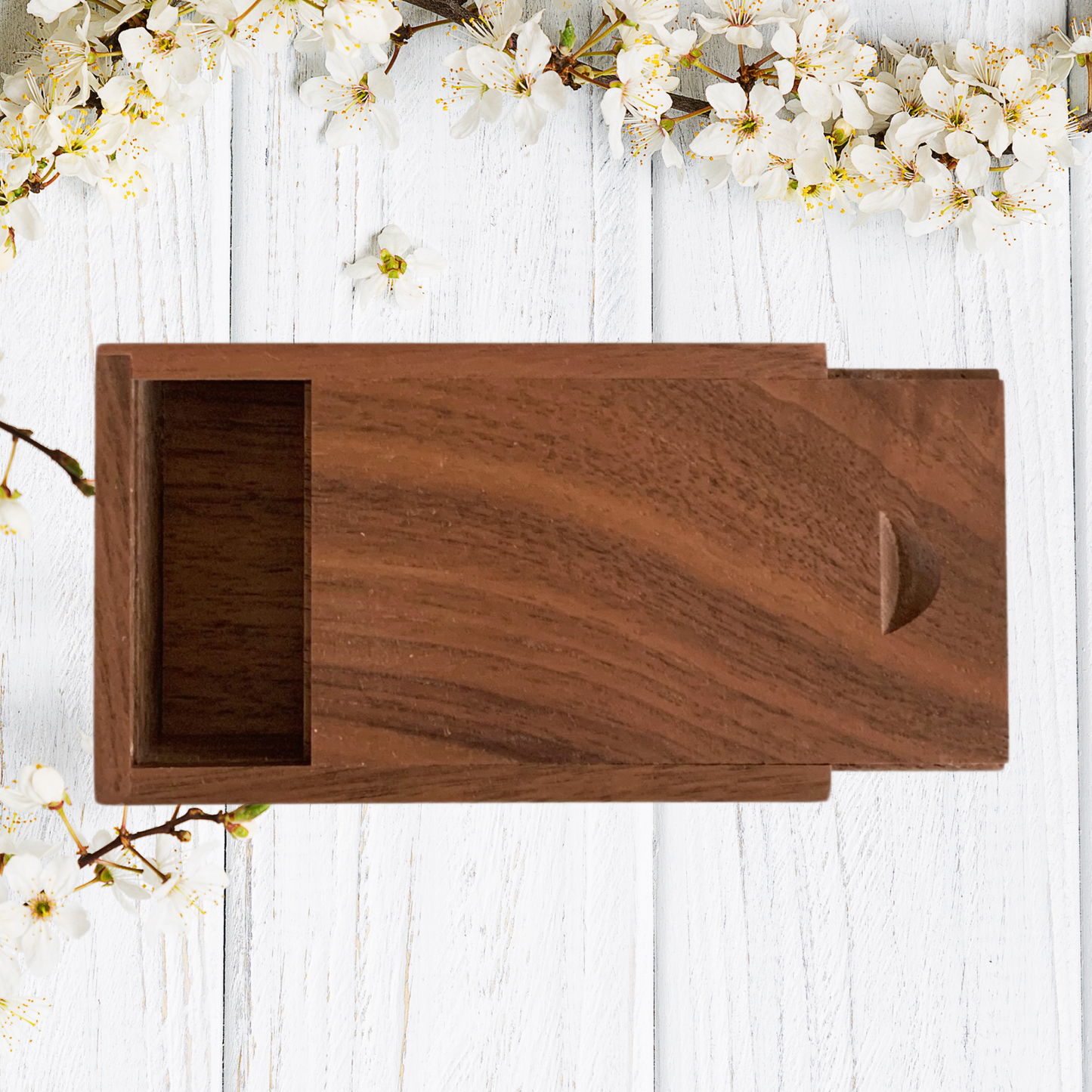 Personalised Rectangle Walnut or Maple Sliding USB Gift Box - Jewellery, Trinket
