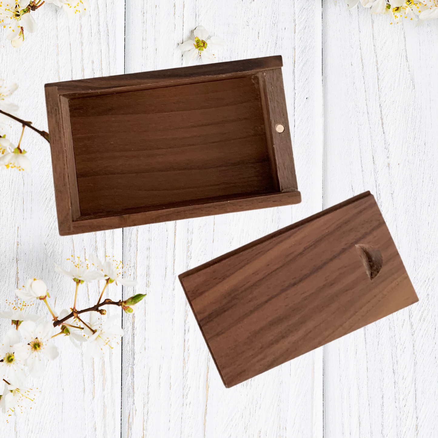 Personalised Rectangle Walnut or Maple Sliding USB Gift Box - Jewellery, Trinket