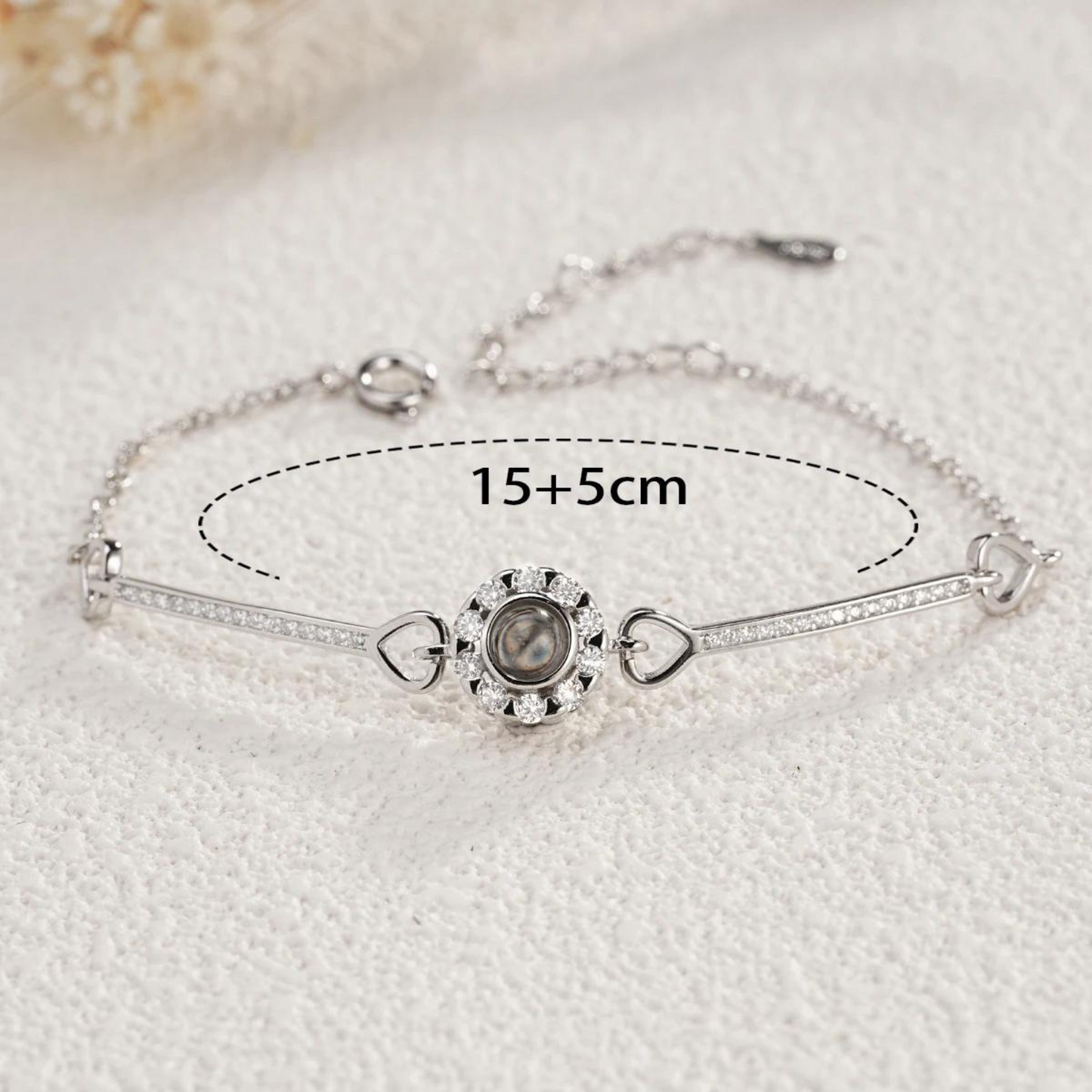Personalised Photo Projection Bracelet - Custom Circle Pendant