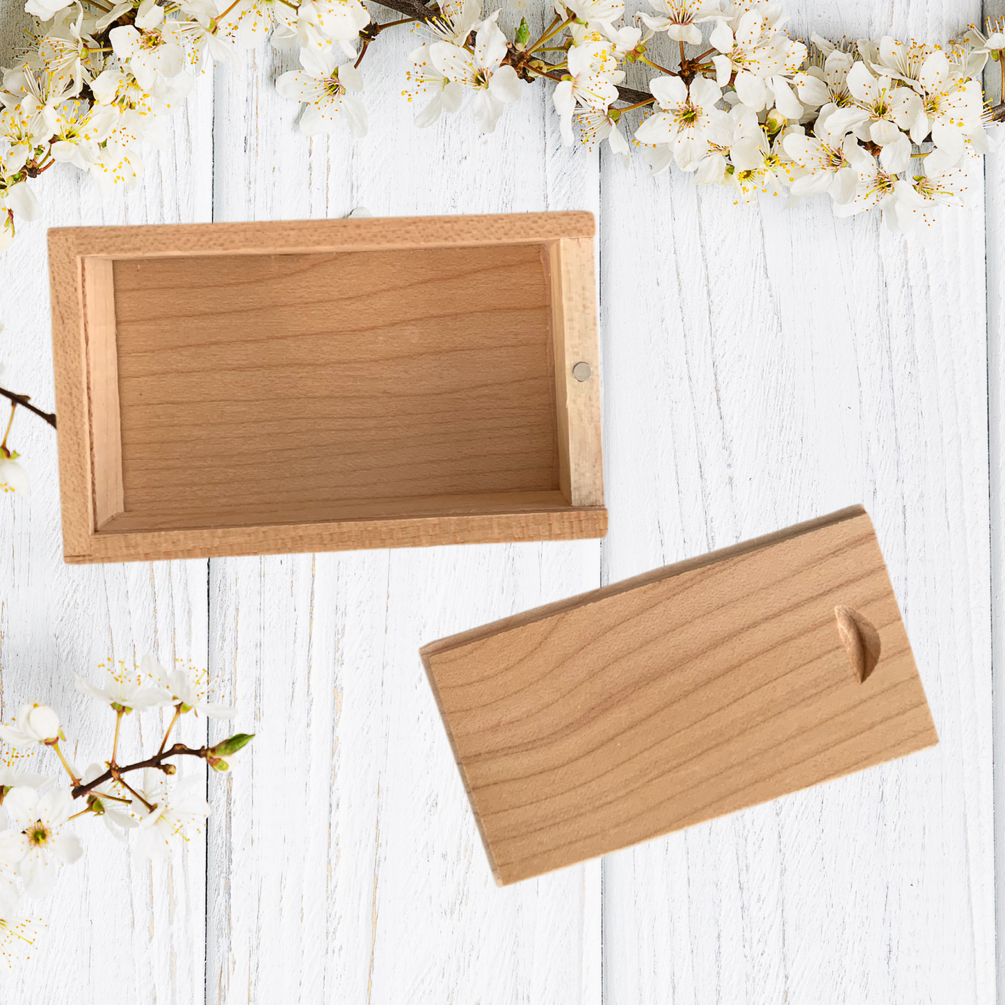 Personalised Rectangle Walnut or Maple Sliding USB Gift Box - Jewellery, Trinket
