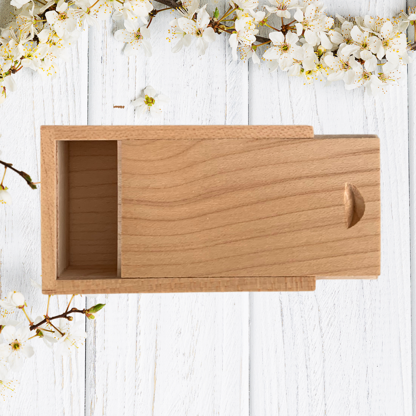 Personalised Rectangle Walnut or Maple Sliding USB Gift Box - Jewellery, Trinket