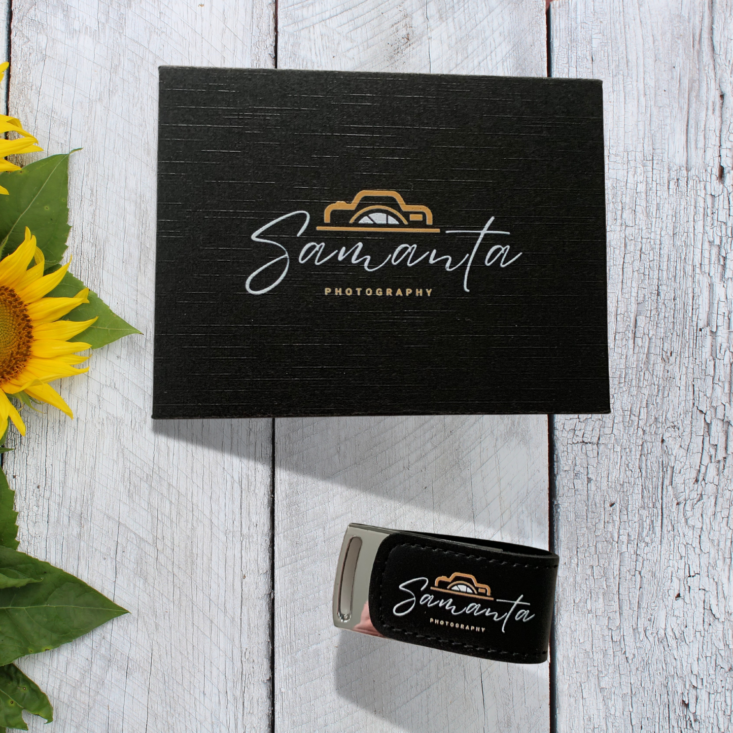 Personalised Leather USB With Black Printed Gift Box 4GB - 64GB Custom Logo