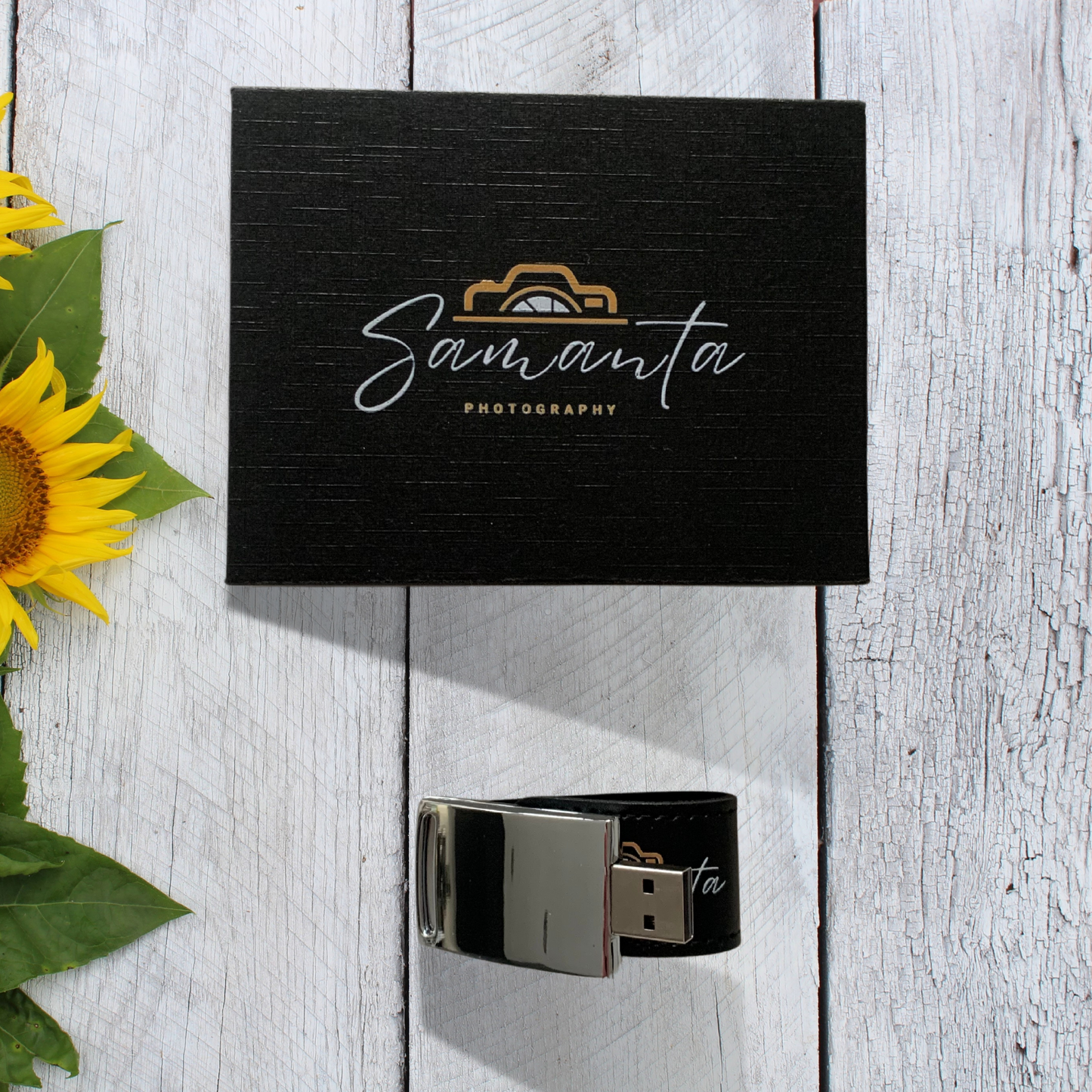 Personalised Leather USB With Black Printed Gift Box 4GB - 64GB Custom Logo