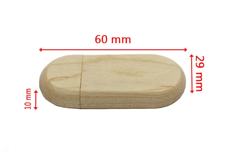 Oval Wooden USB Flash Drive Stick 4GB - 64GB