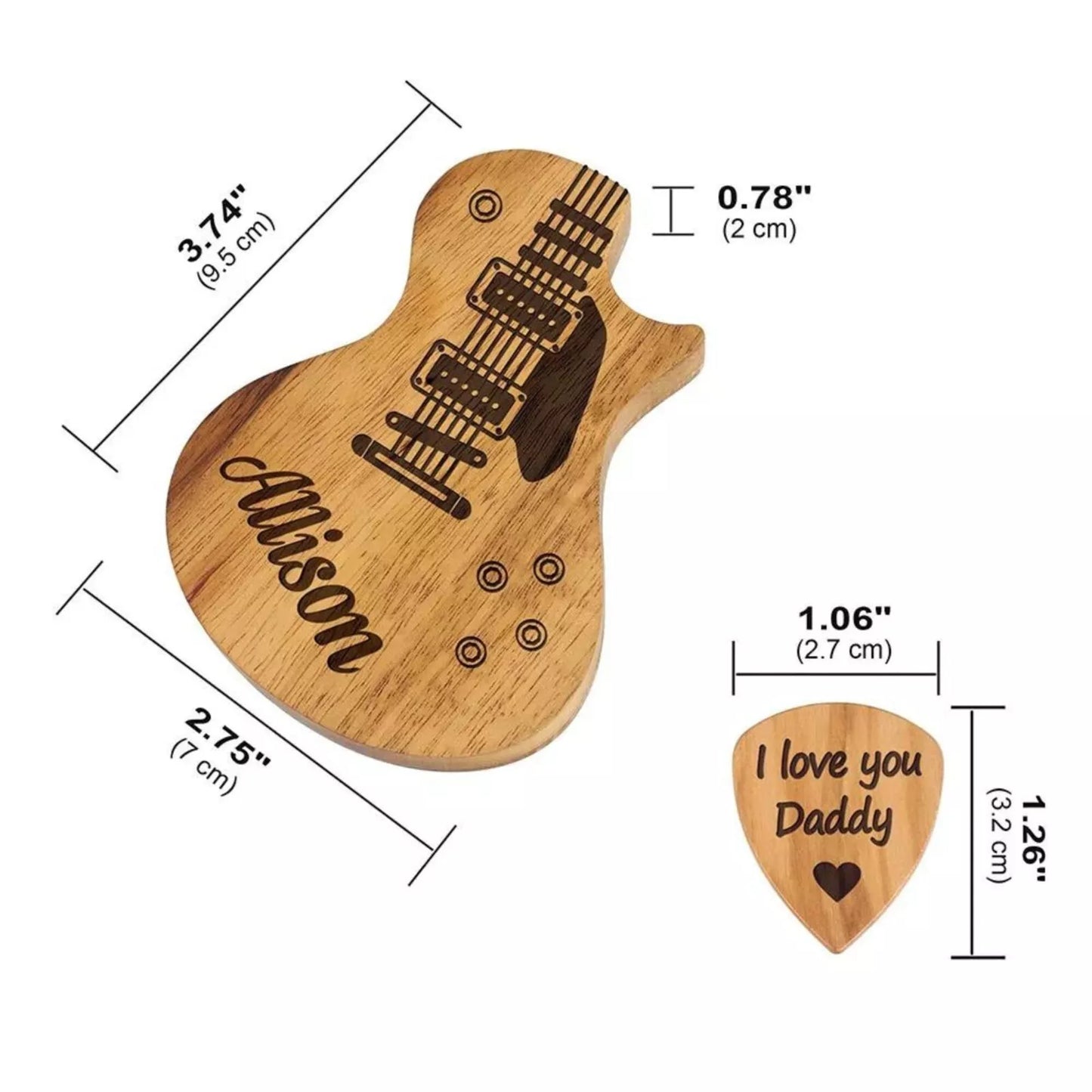 Personalised Wooden Guitar Pick Storage Box