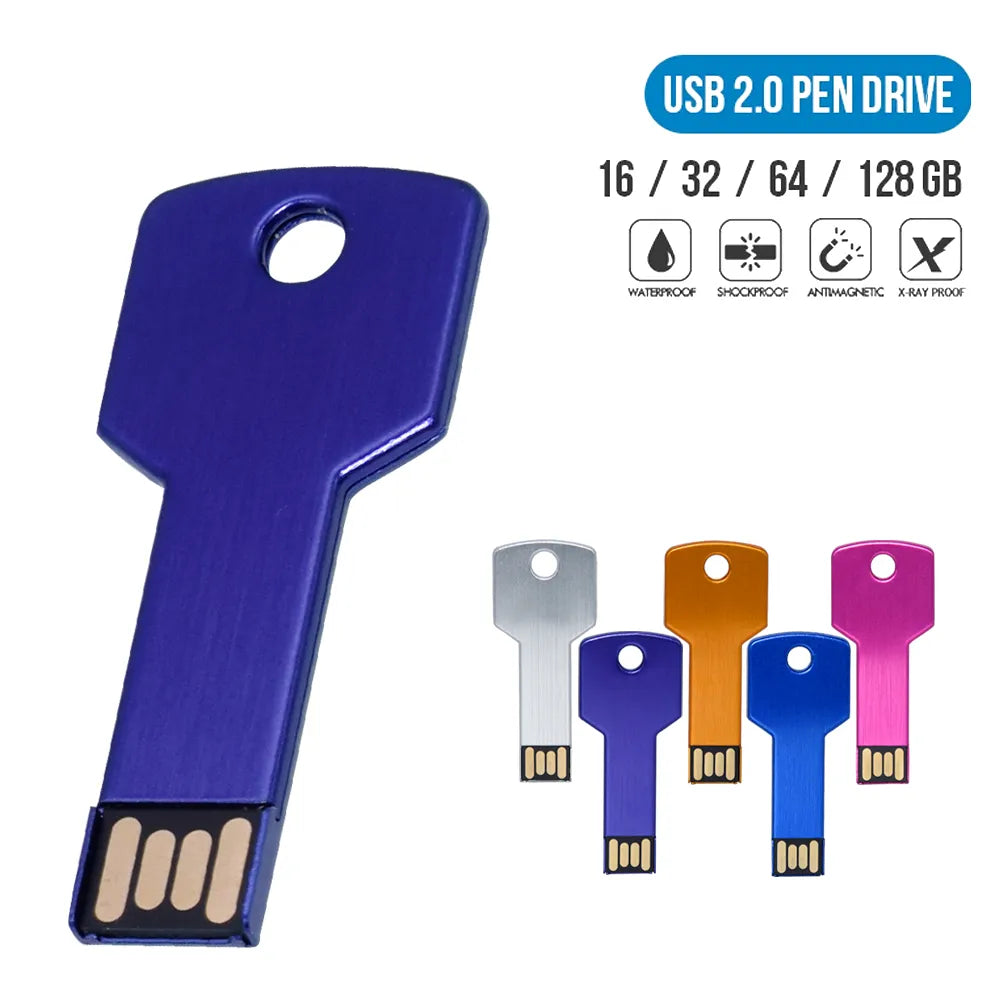 Personalised Metal Key USB Flash Drive Stick Custom Logo 8GB - 64GB