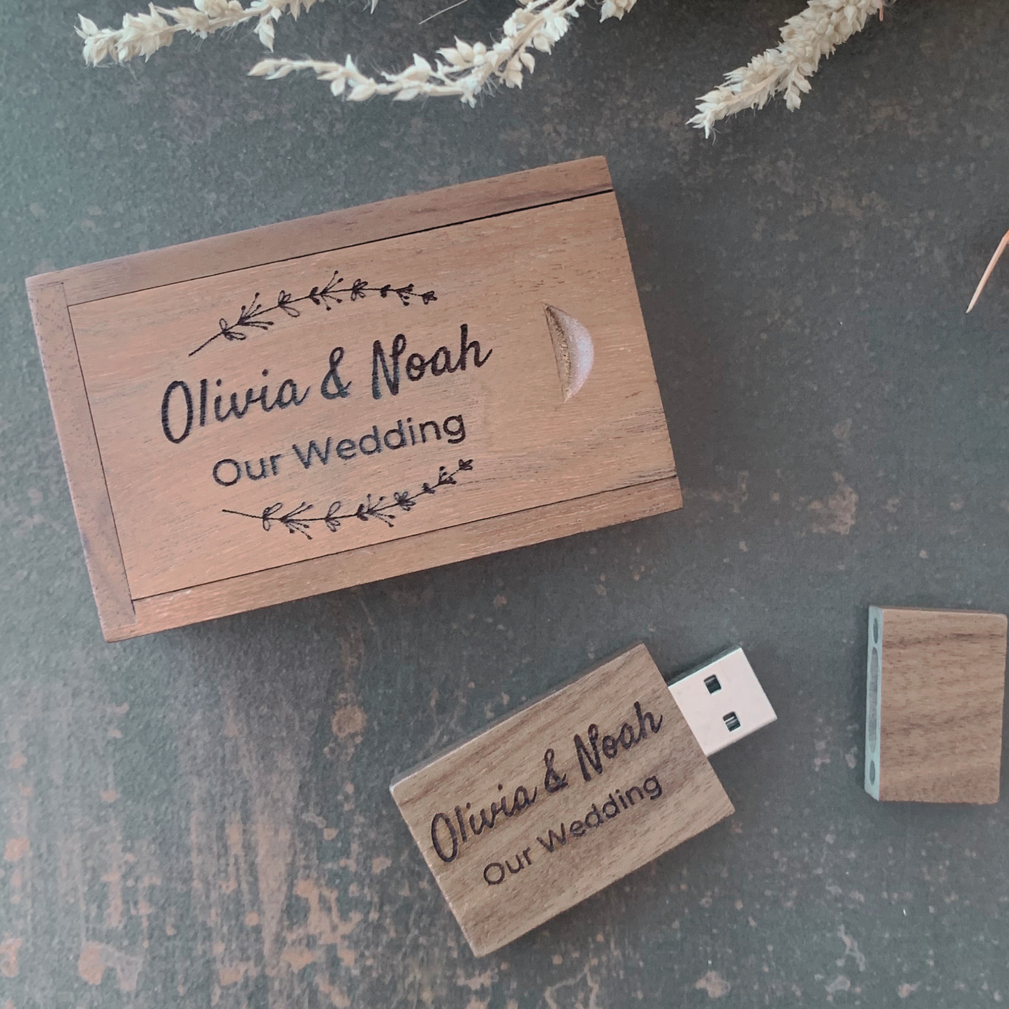 Wedding Block USB Flash Drive With Wooden Gift Box 4GB- 64GB