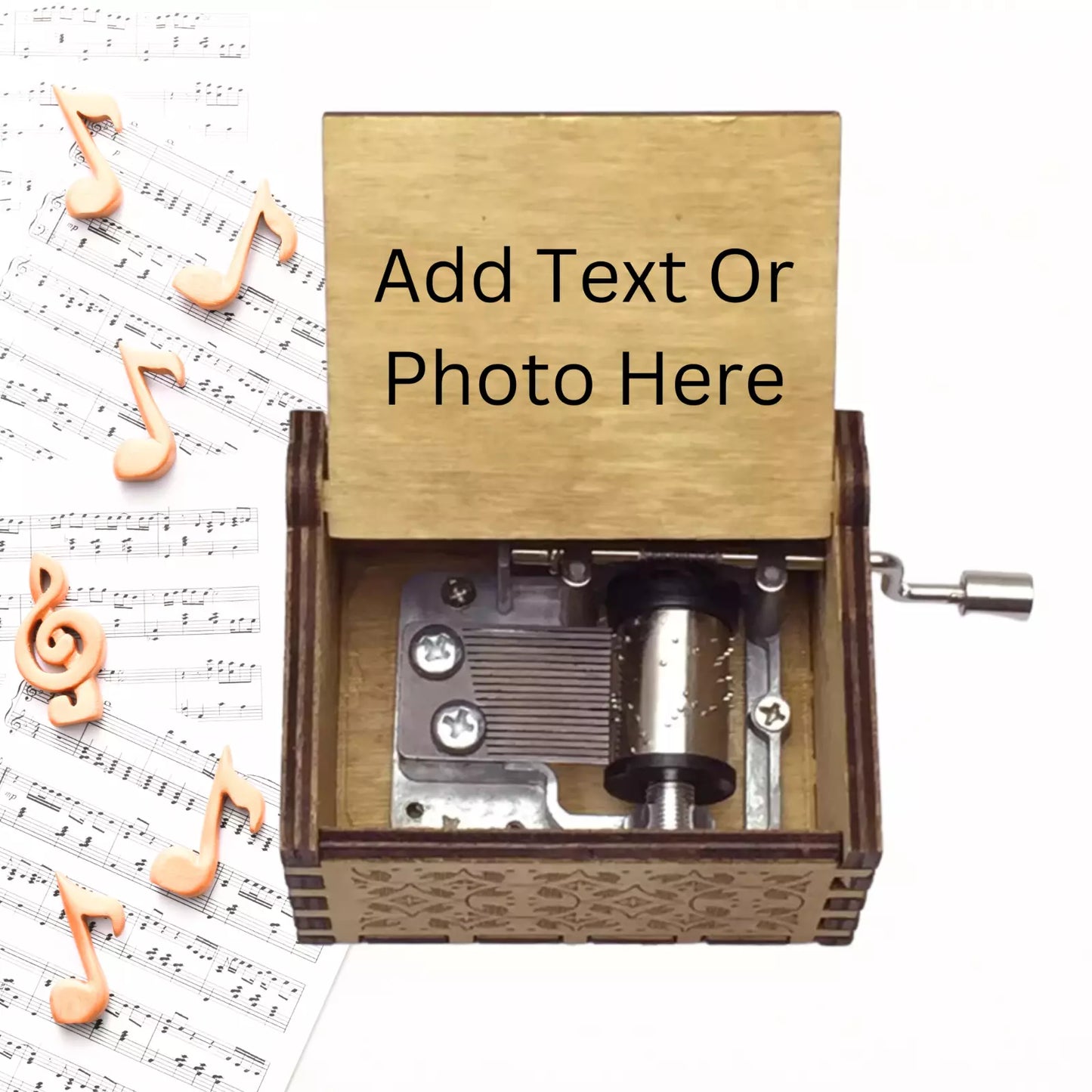 Personalised Hand Crank Mini Wooden Music Box