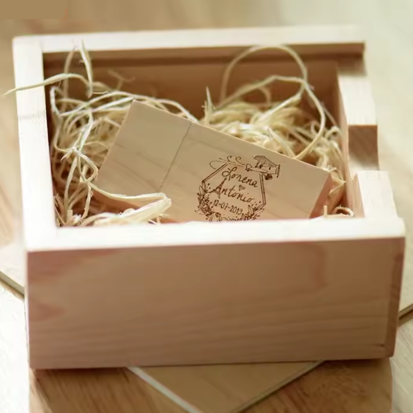 Personalised Block USB With Square Wedding Gift Box 4GB-64GB