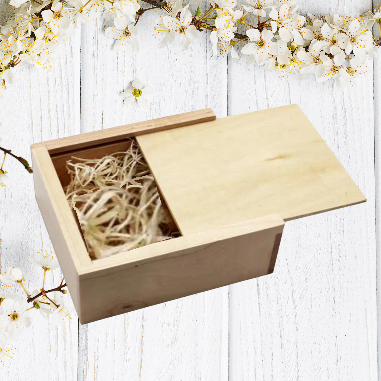 Personalised Square Walnut or Maple Sliding USB Gift Box - Jewellery, Trinket