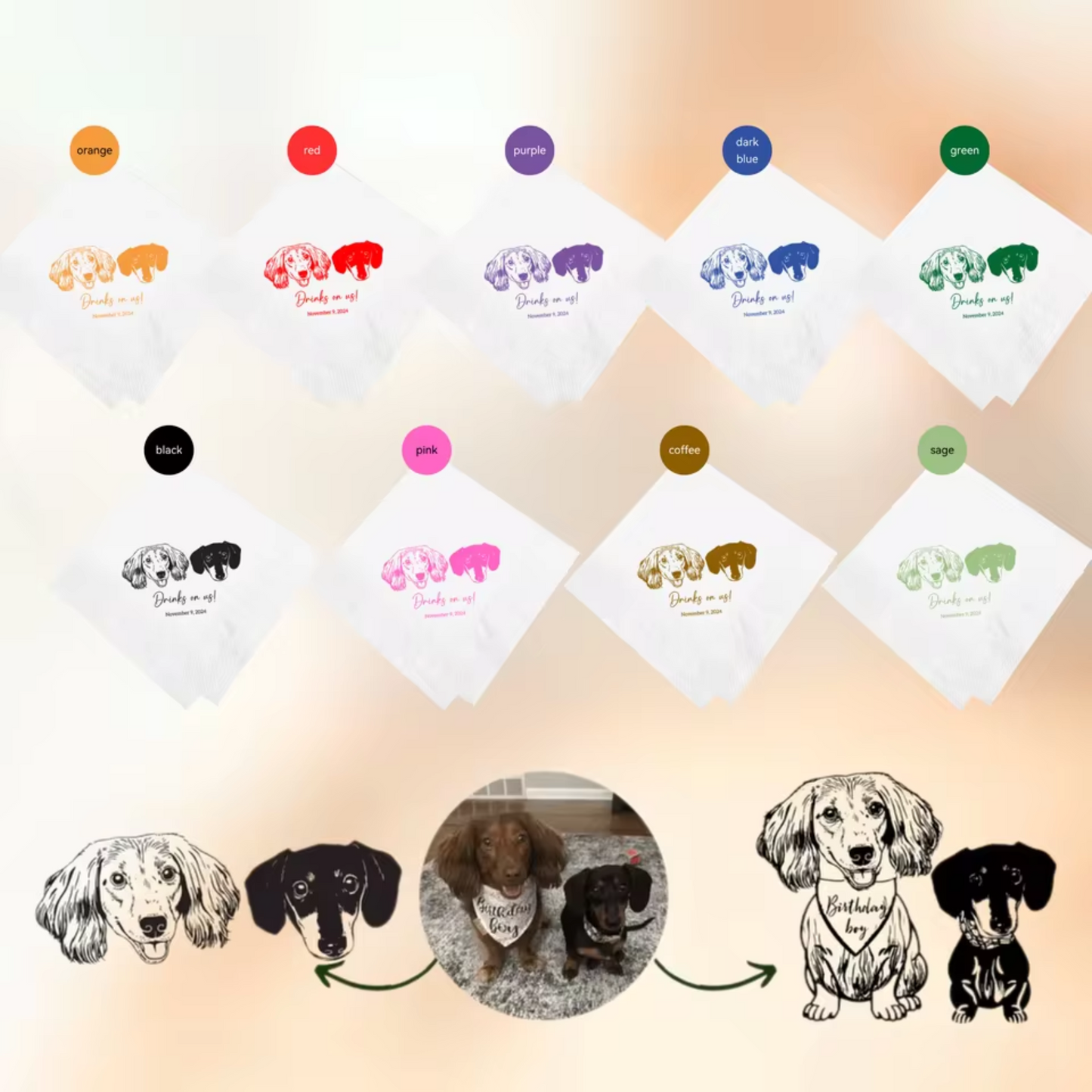 Custom Pet Photo Wedding Napkins