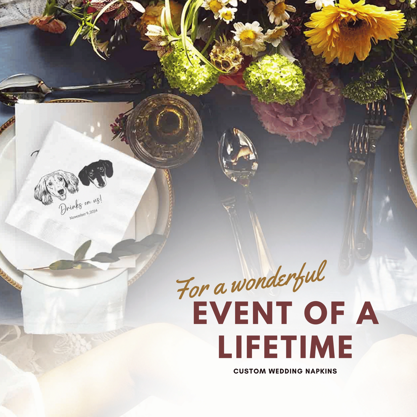 Custom Pet Photo Wedding Napkins