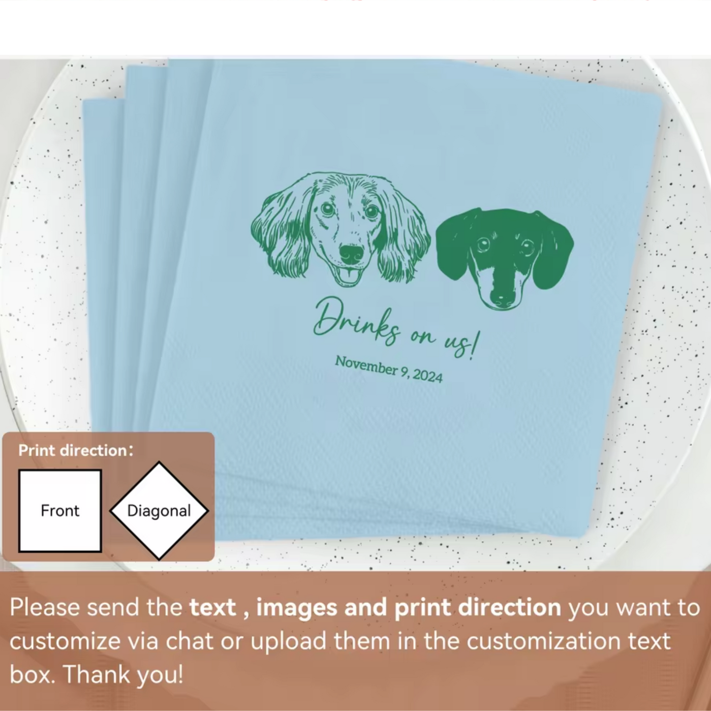 Custom Pet Photo Wedding Napkins