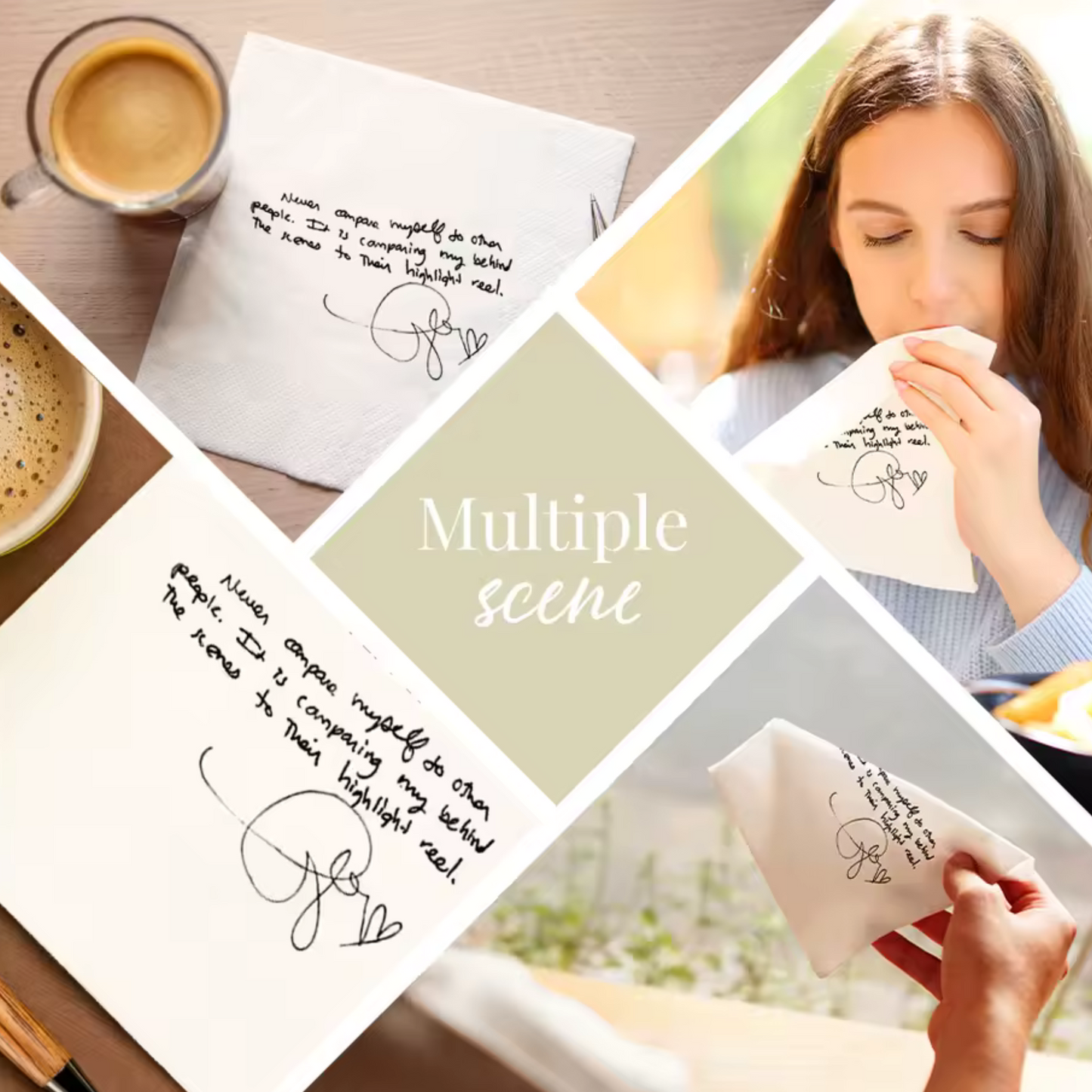 50 x Custom Printed Napkins with Handwritten Note or Design
