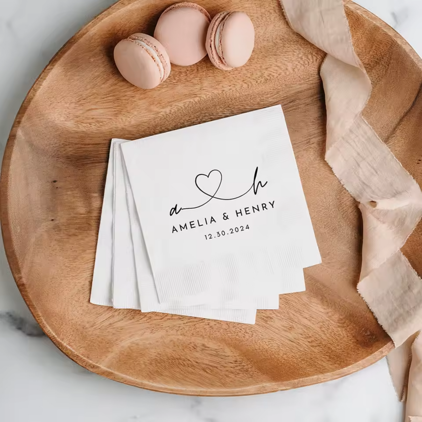 Personalised Wedding Napkins – Custom Printed (Pack of 50)