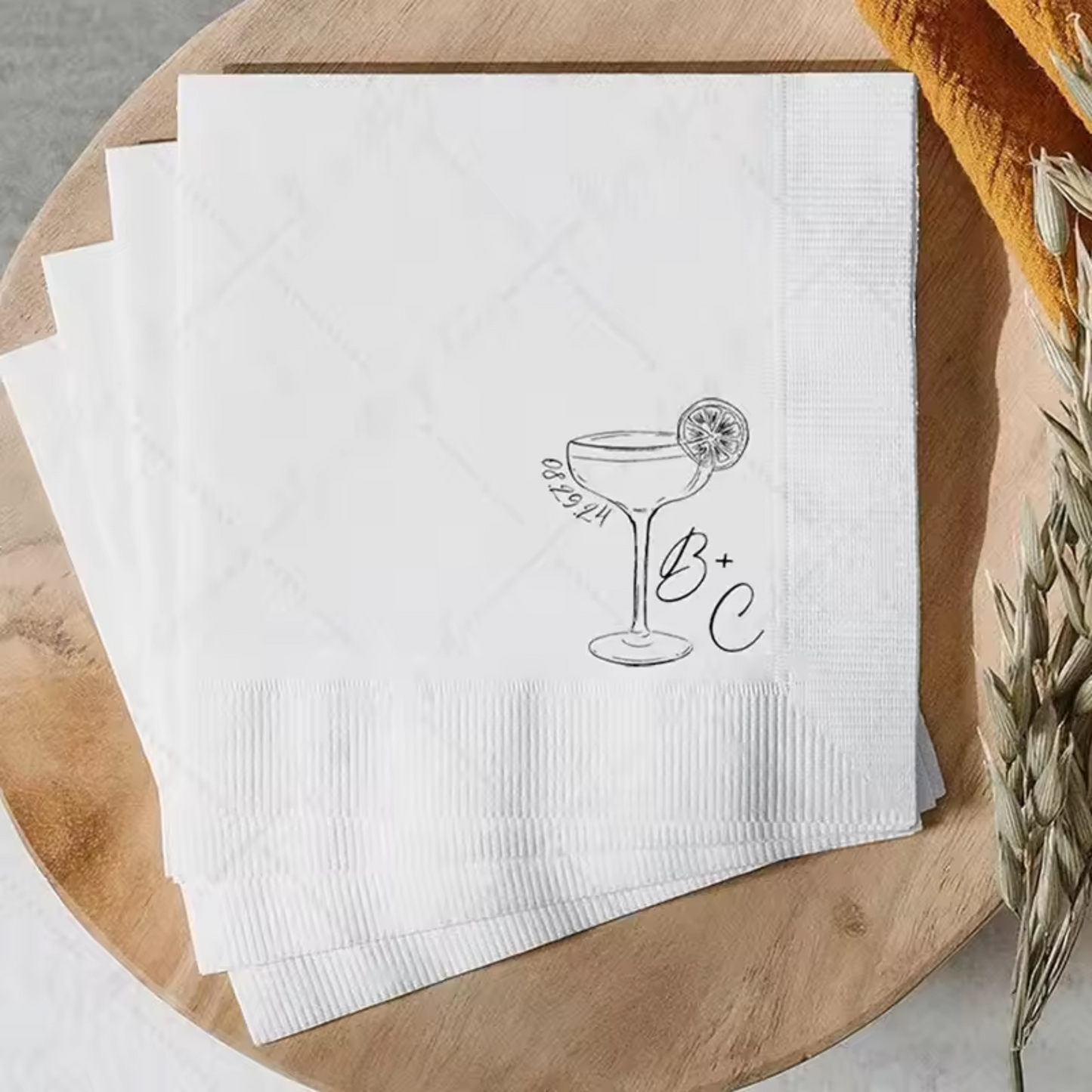 Personalised Wedding Napkins – Custom Printed (Pack of 50)