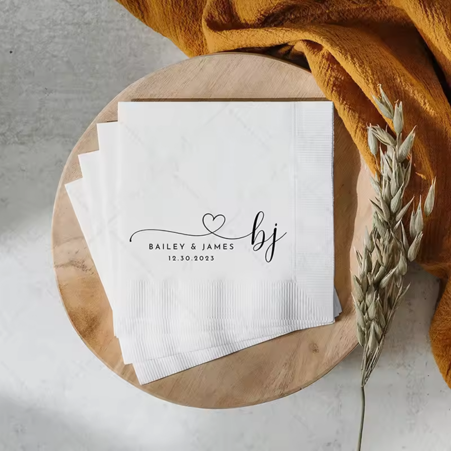 Personalised Wedding Napkins – Custom Printed (Pack of 50)