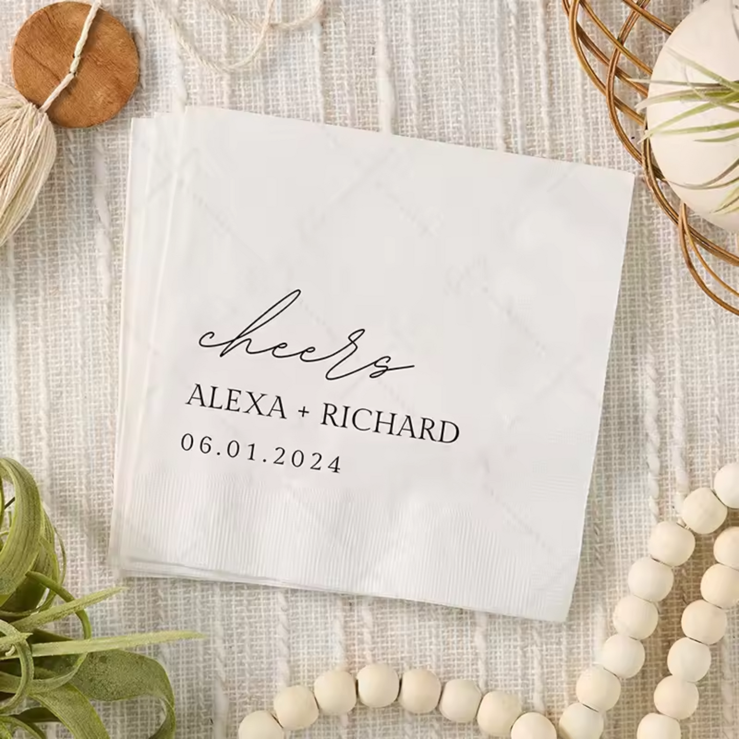Personalised Wedding Napkins – Custom Printed (Pack of 50)