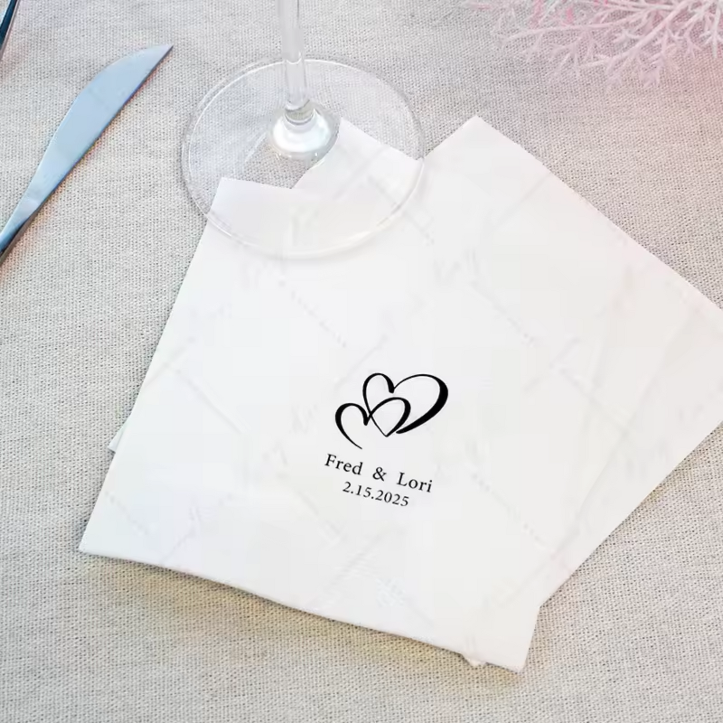 Personalised Wedding Napkins – Custom Printed (Pack of 50)