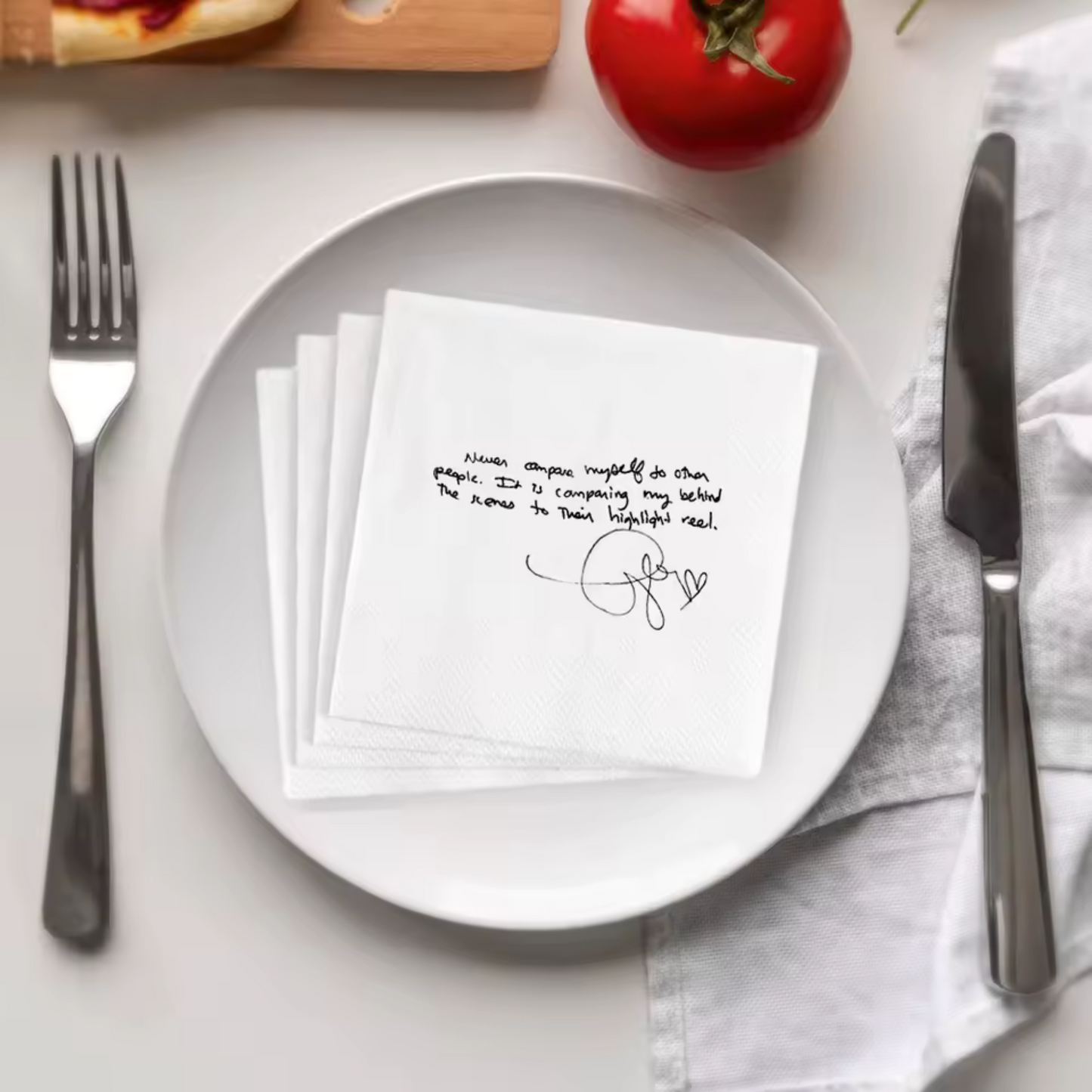50 x Custom Printed Napkins with Handwritten Note or Design