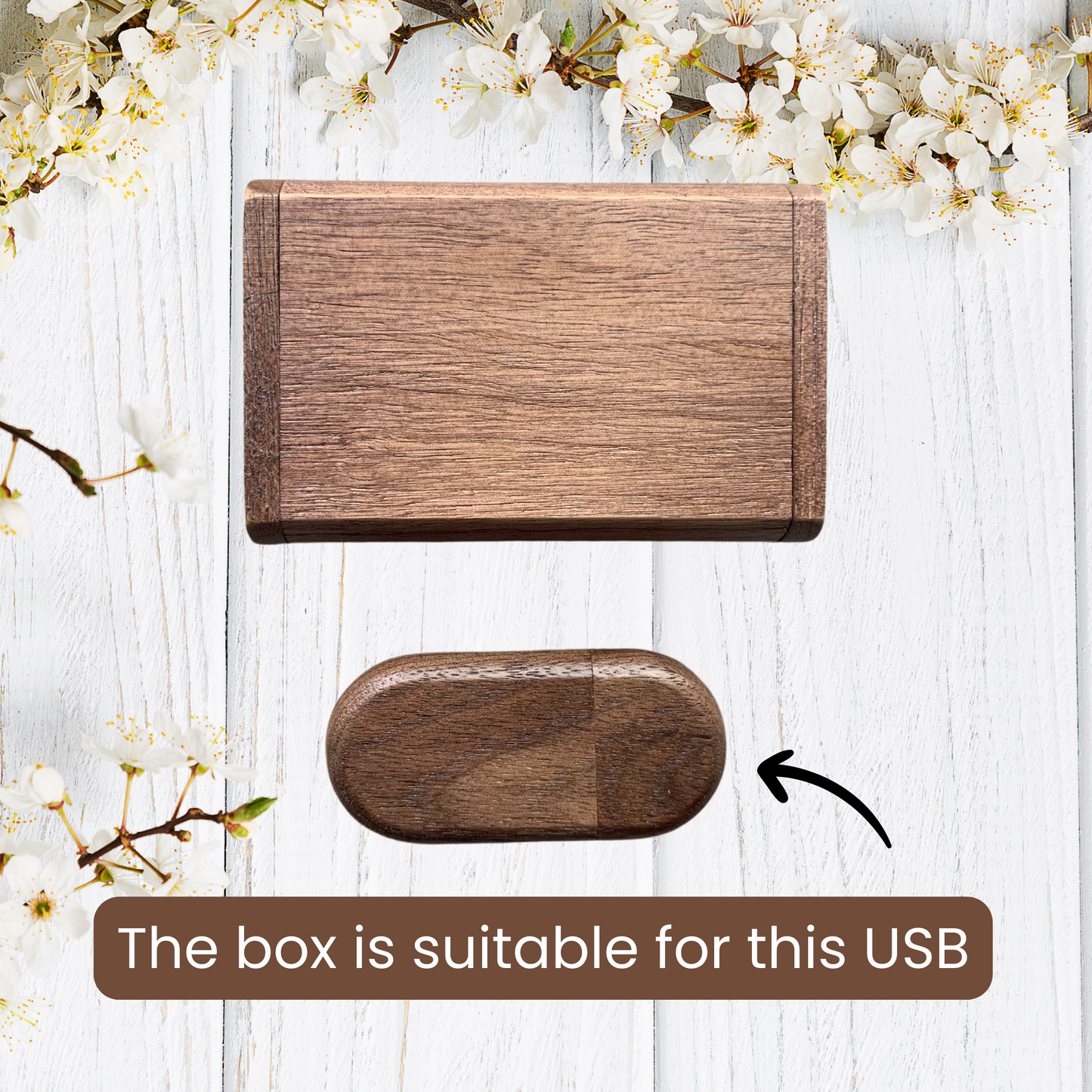 Personalised Gift Box For Oval USB Stick Walnut Or Maple