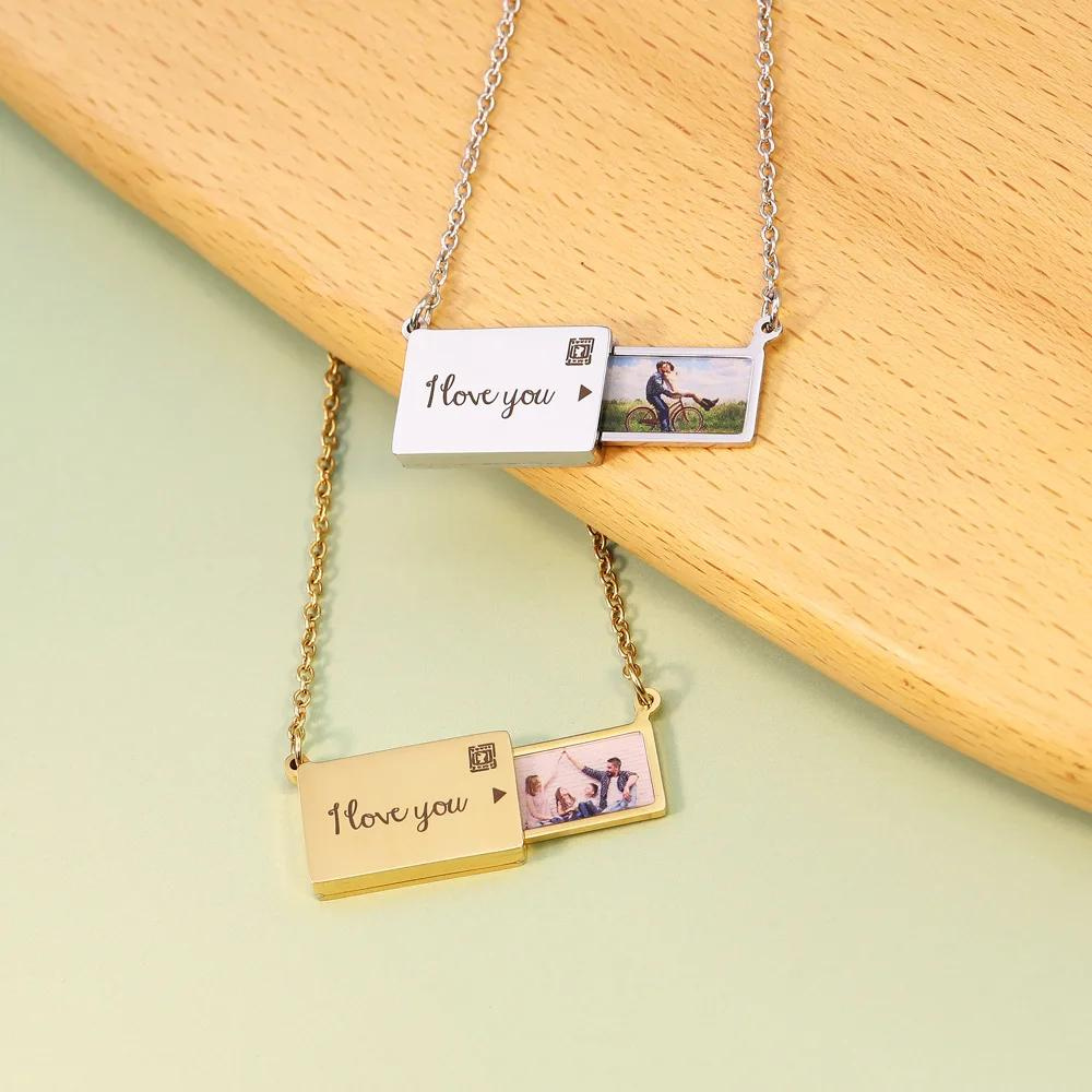 Personalised Custom Photo Envelope Necklace - Stainless Steel