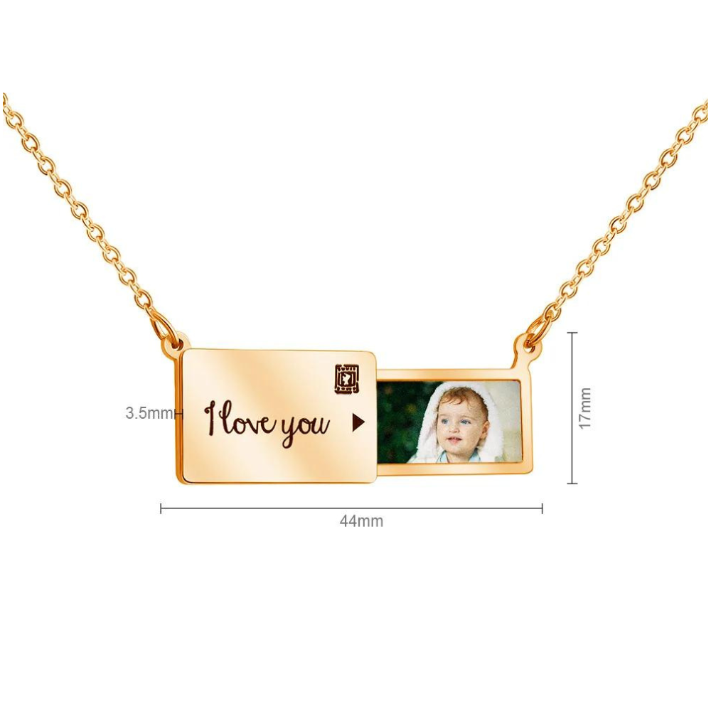 Personalised Custom Photo Envelope Necklace - Stainless Steel
