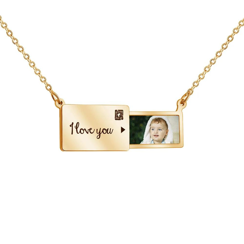 Personalised Custom Photo Envelope Necklace - Stainless Steel