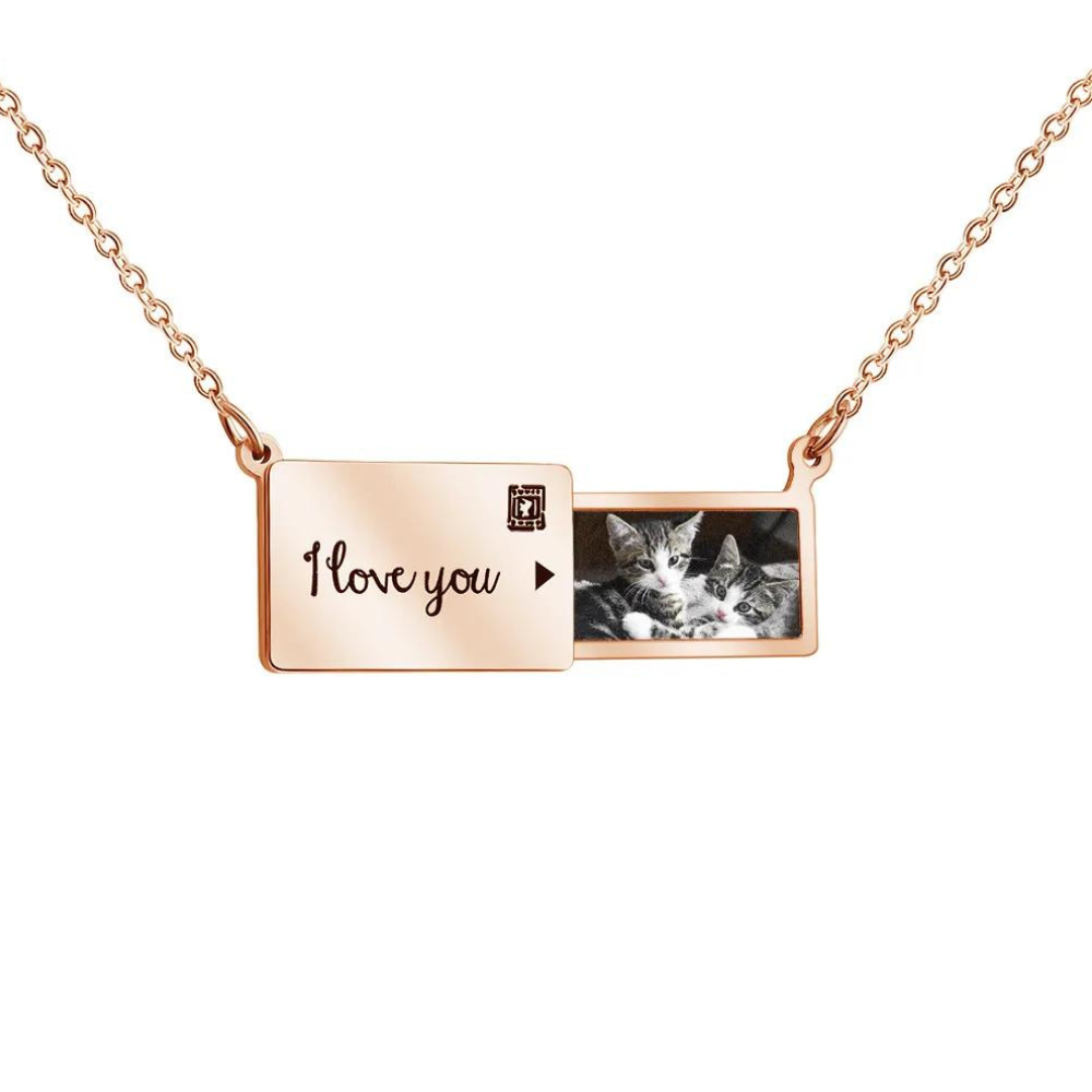 Personalised Custom Photo Envelope Necklace - Stainless Steel