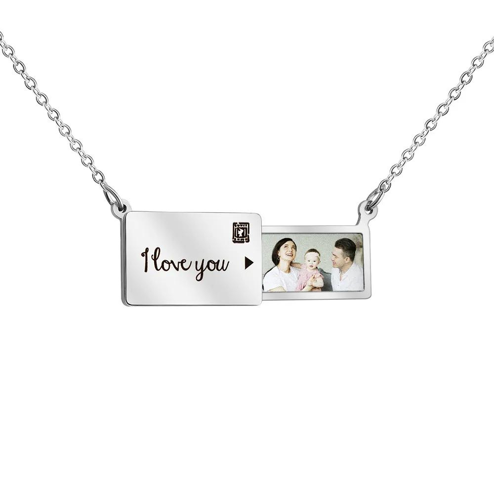 Personalised Custom Photo Envelope Necklace - Stainless Steel