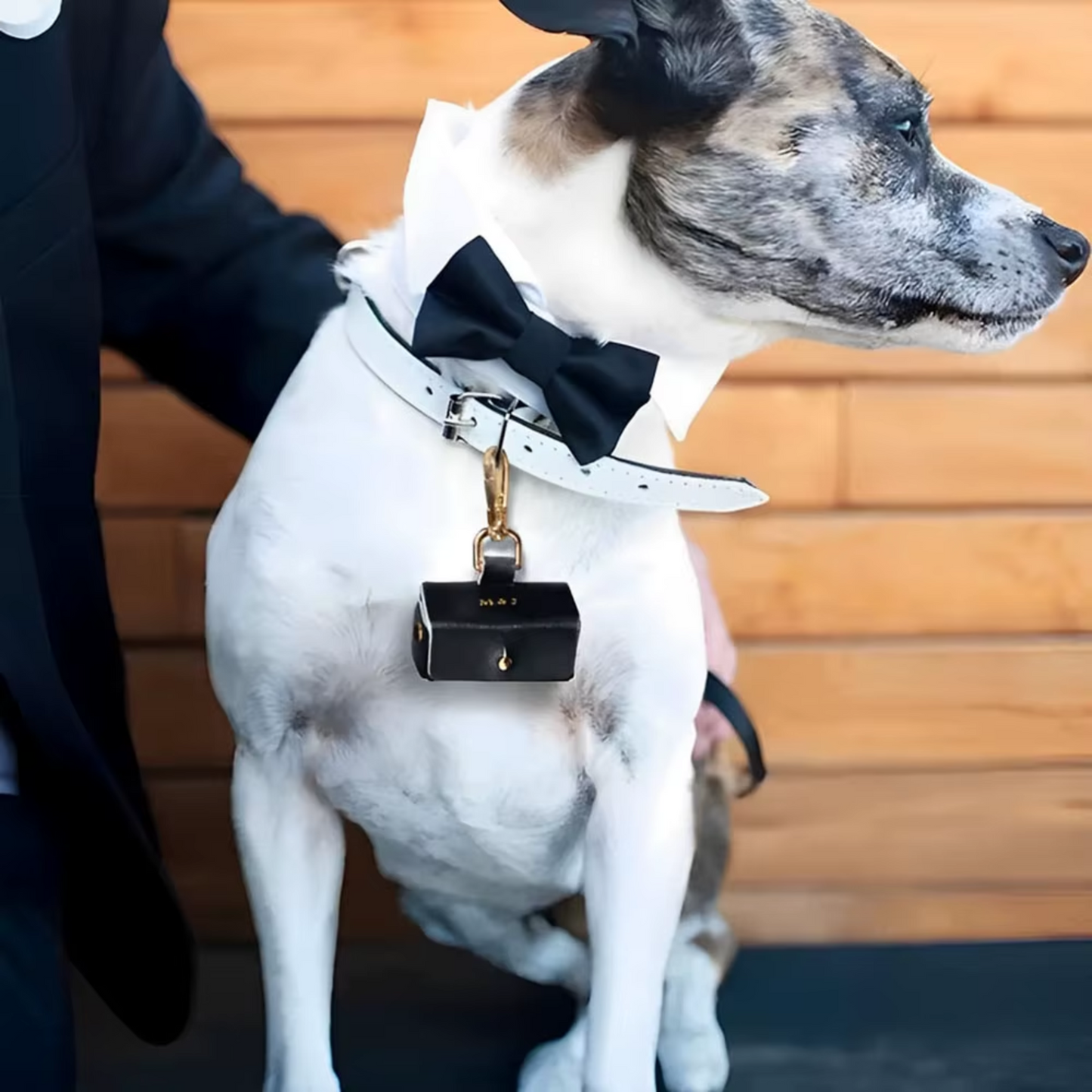 Personalised Leather Wedding Ring Bearer Dog Collar Carrier Pouch