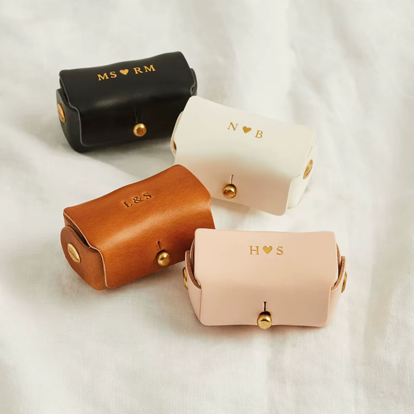 Personalised Leather Wedding Ring Bearer Dog Collar Carrier Pouch