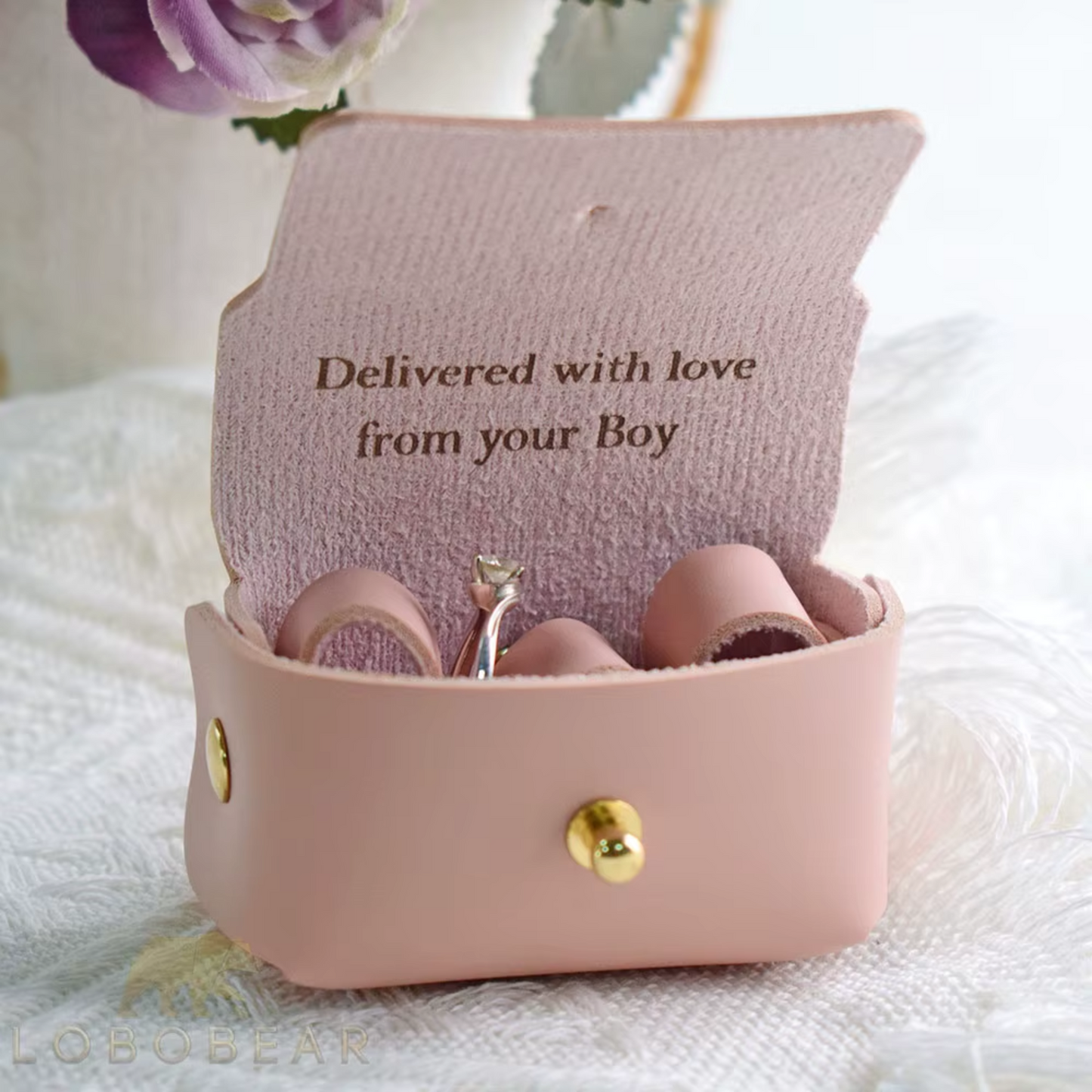 Personalised Leather Wedding Ring Bearer Dog Collar Carrier Pouch