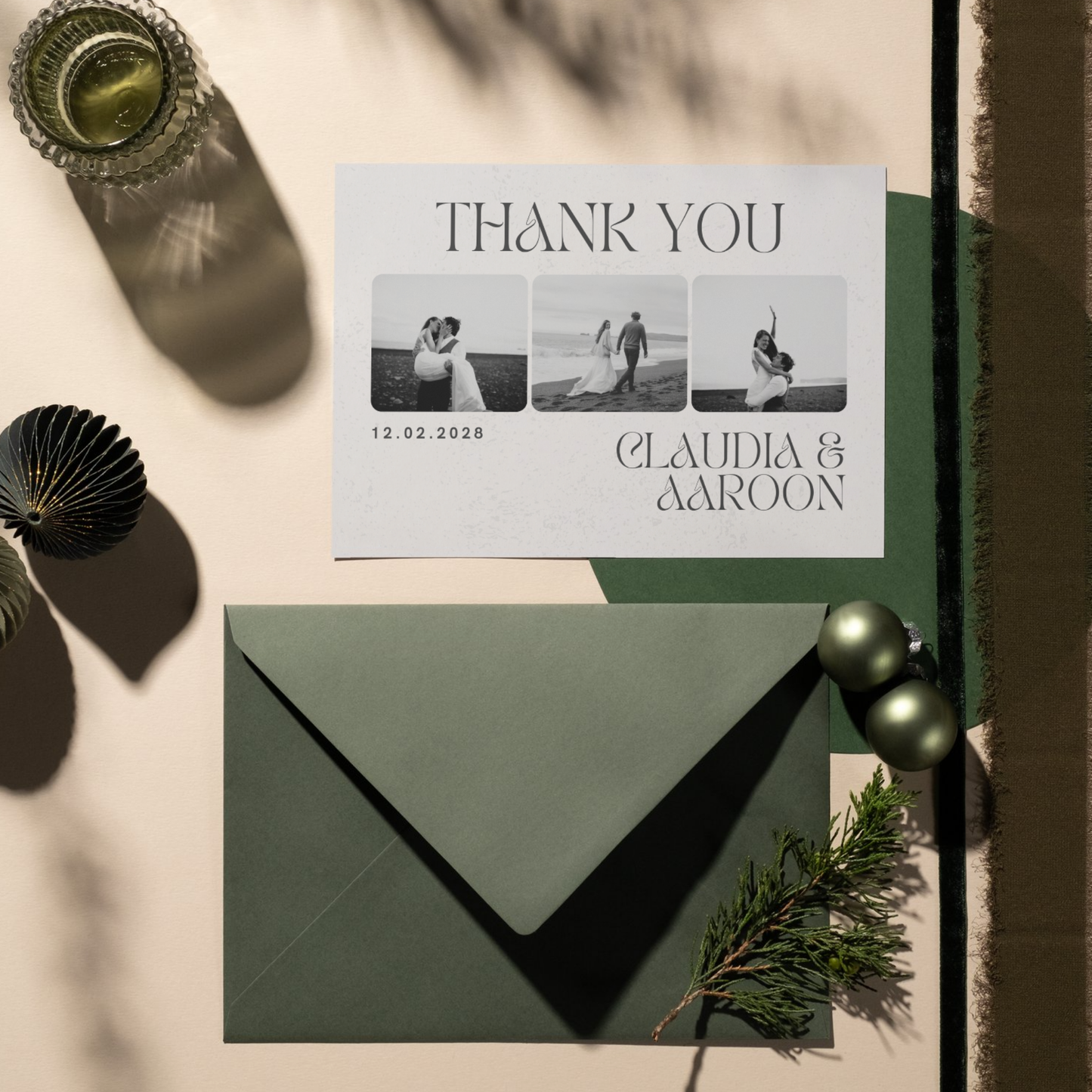 Editable Wedding Thank You Postcard – A6 Double-Sided Template