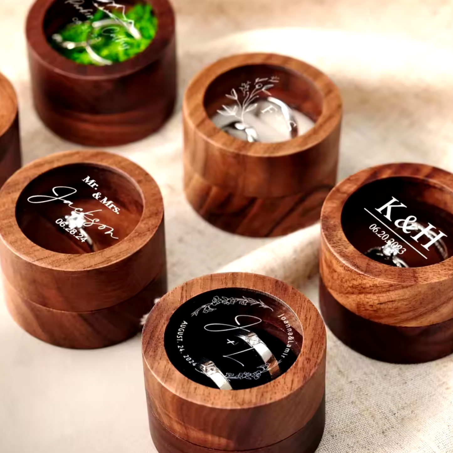 Personalised Wooden Wedding Ring Box With Acrylic Lid