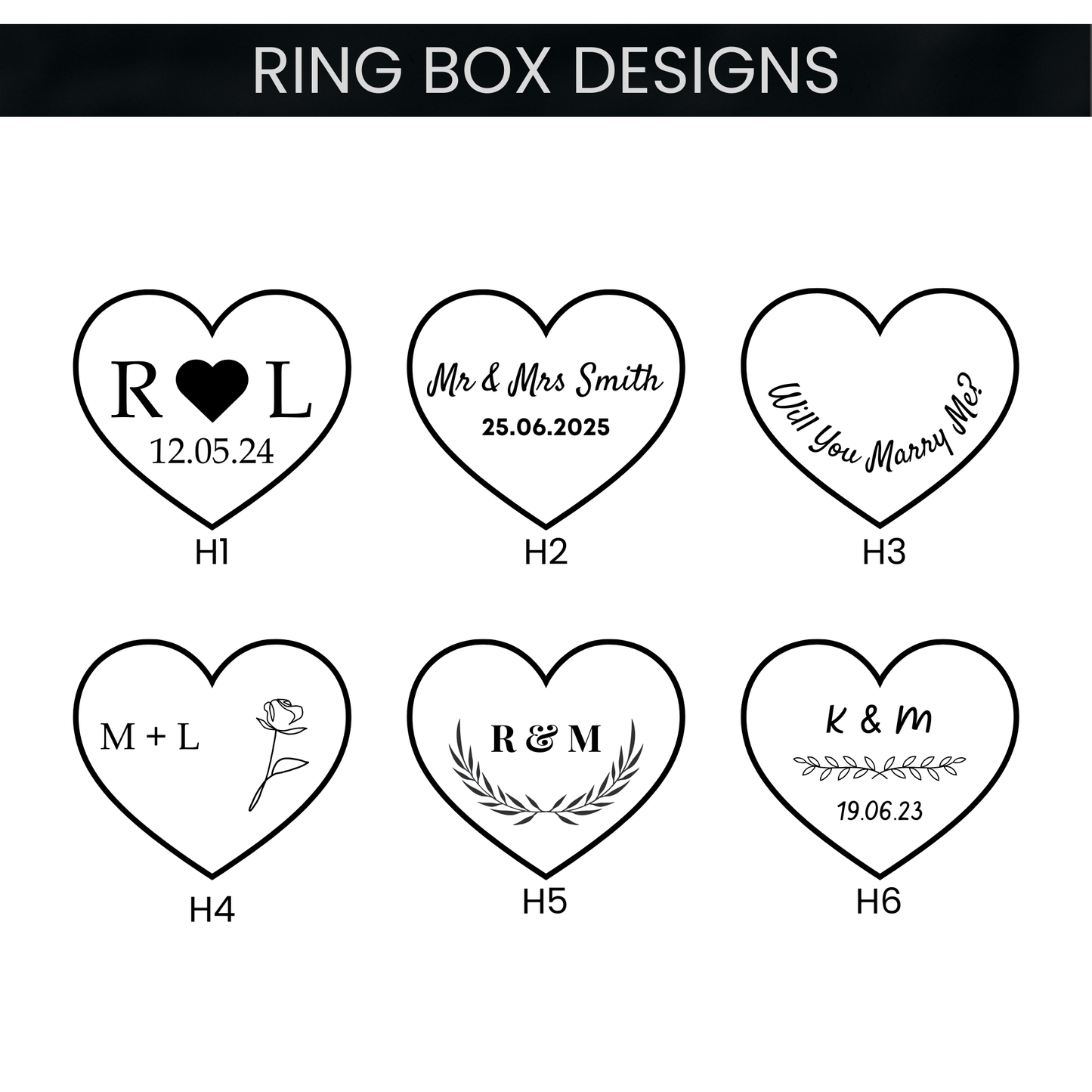 Personalised Walnut Heart Proposal Wedding Ring Box