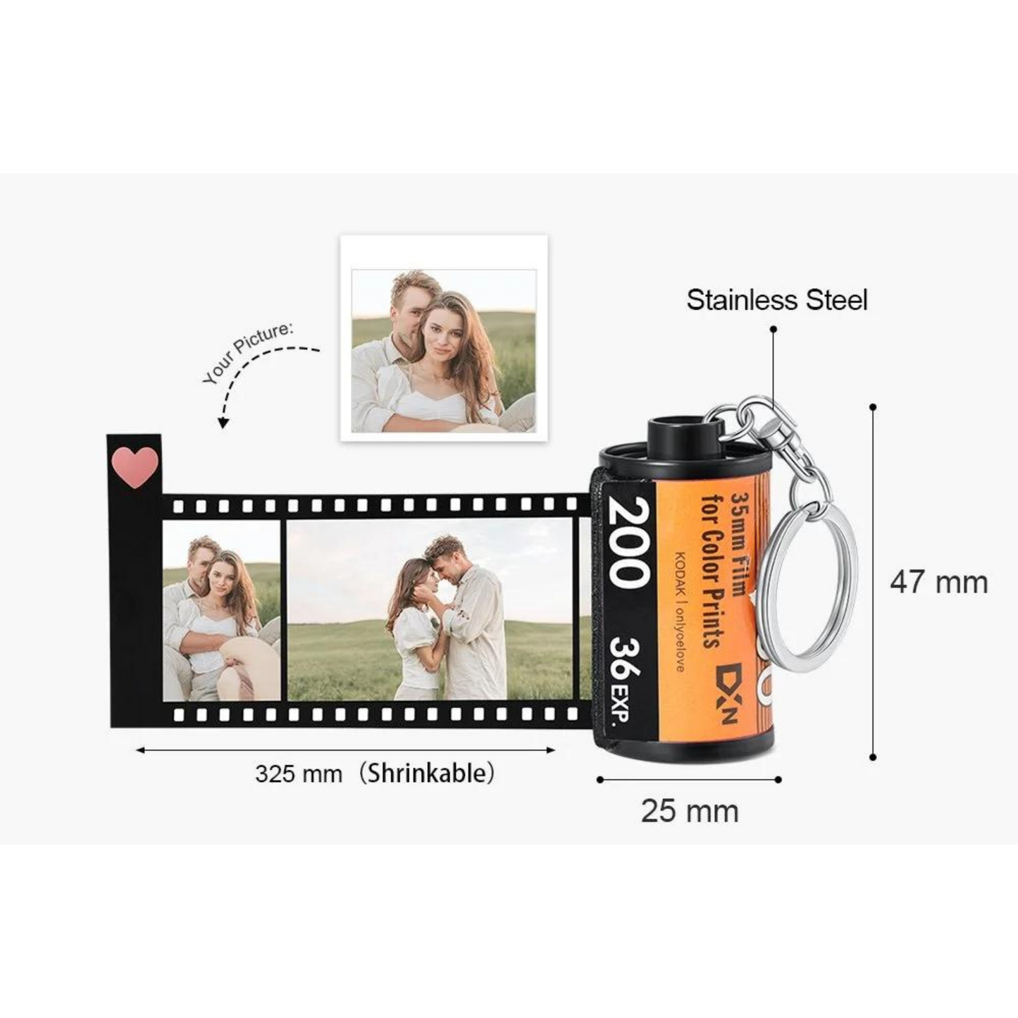 Retro Photo Film Camera Reel Roll Custom Keychain