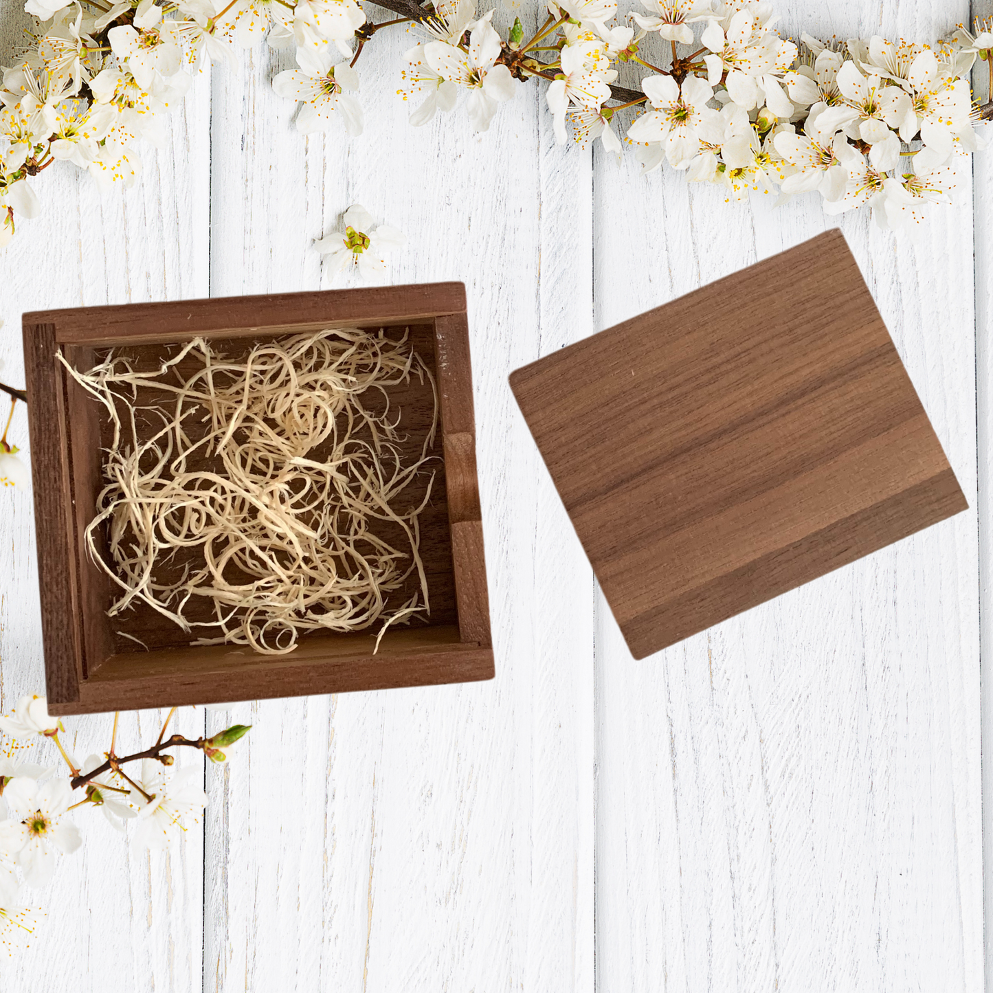 Personalised Square Walnut or Maple Sliding USB Gift Box - Jewellery, Trinket