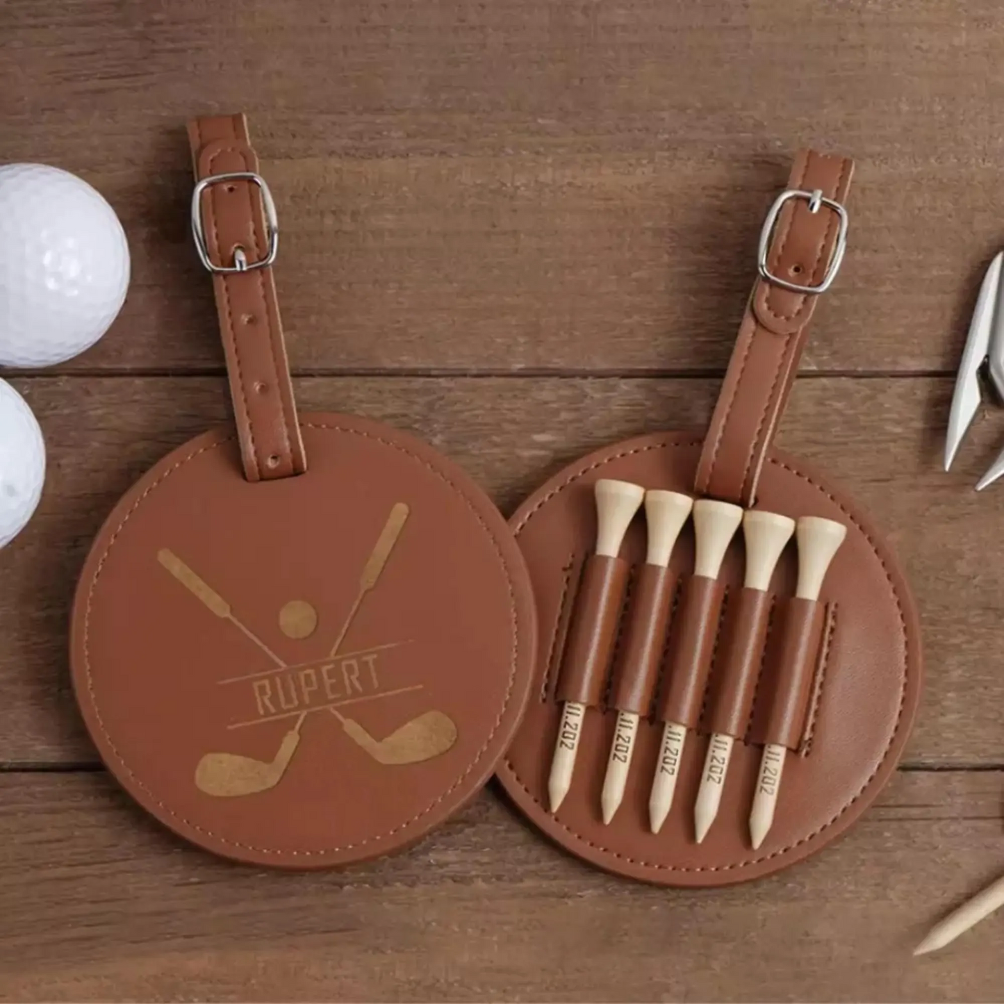 Personalised Leather Golf Tee Holder