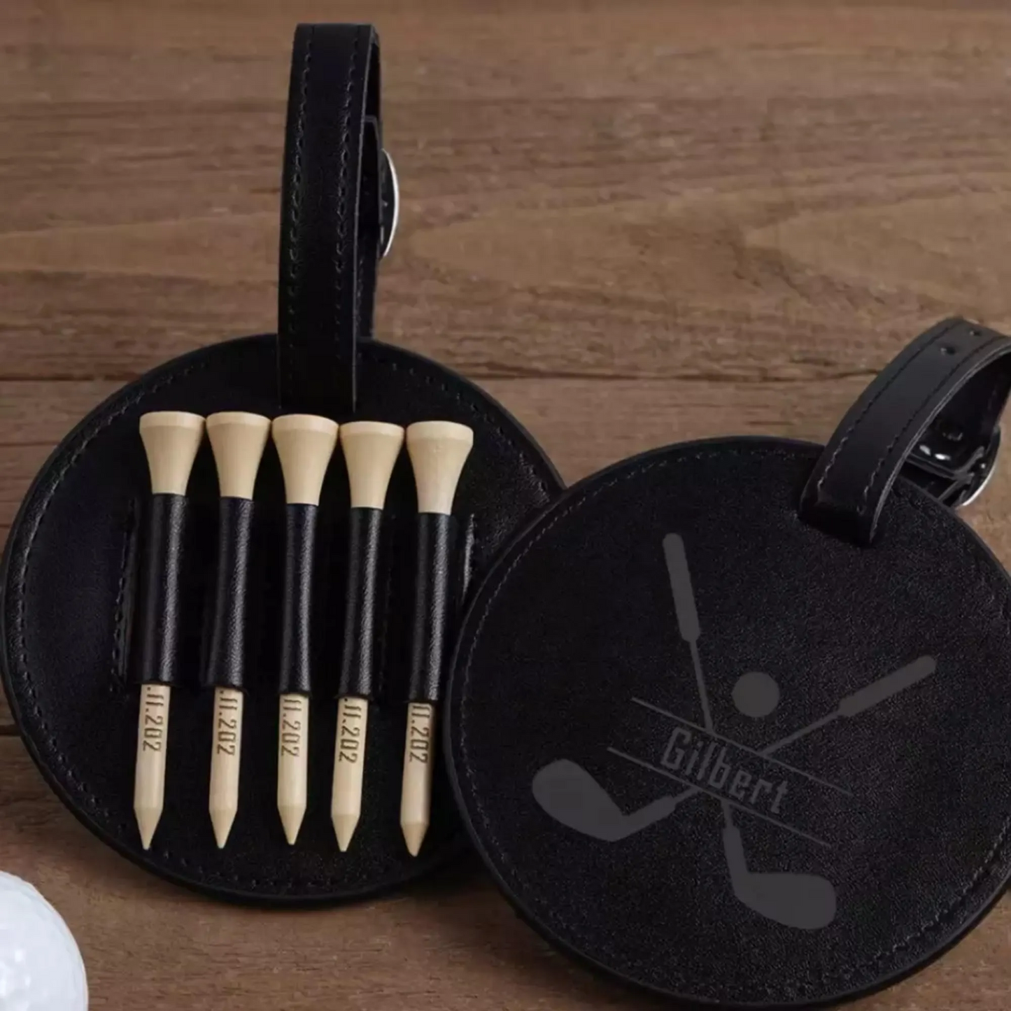 Personalised Leather Golf Tee Holder