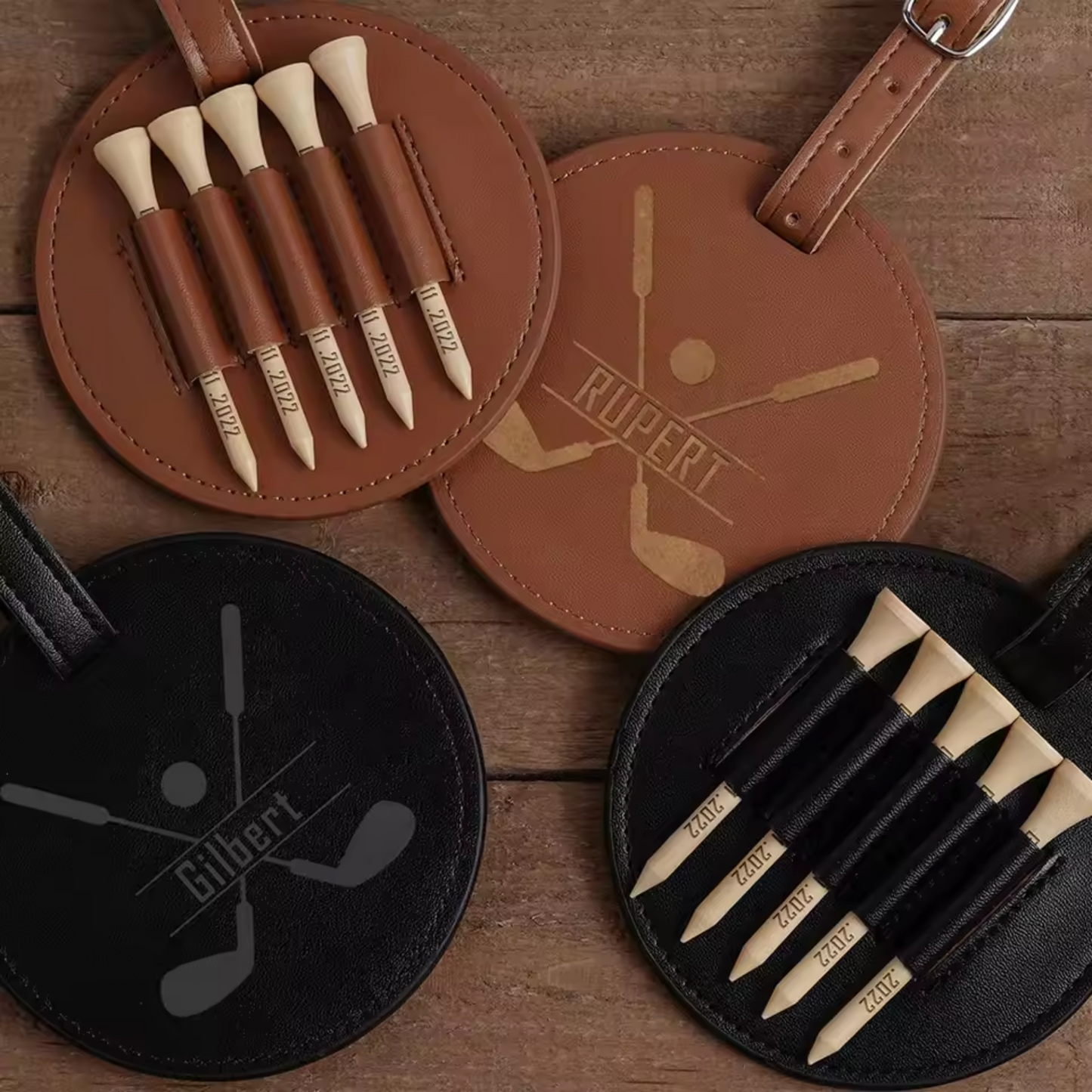 Personalised Leather Golf Tee Holder