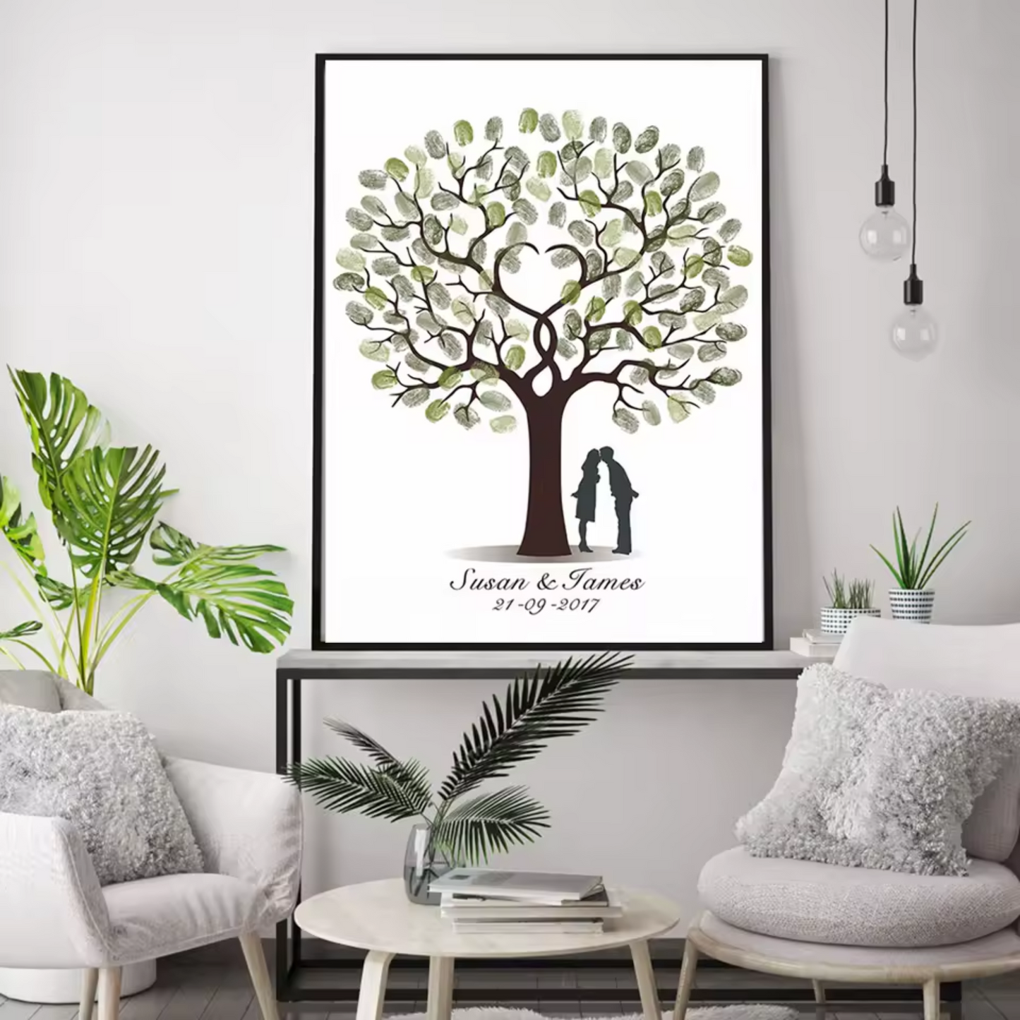 Personalised Wedding Guestbook Fingerprint Tree Canvas