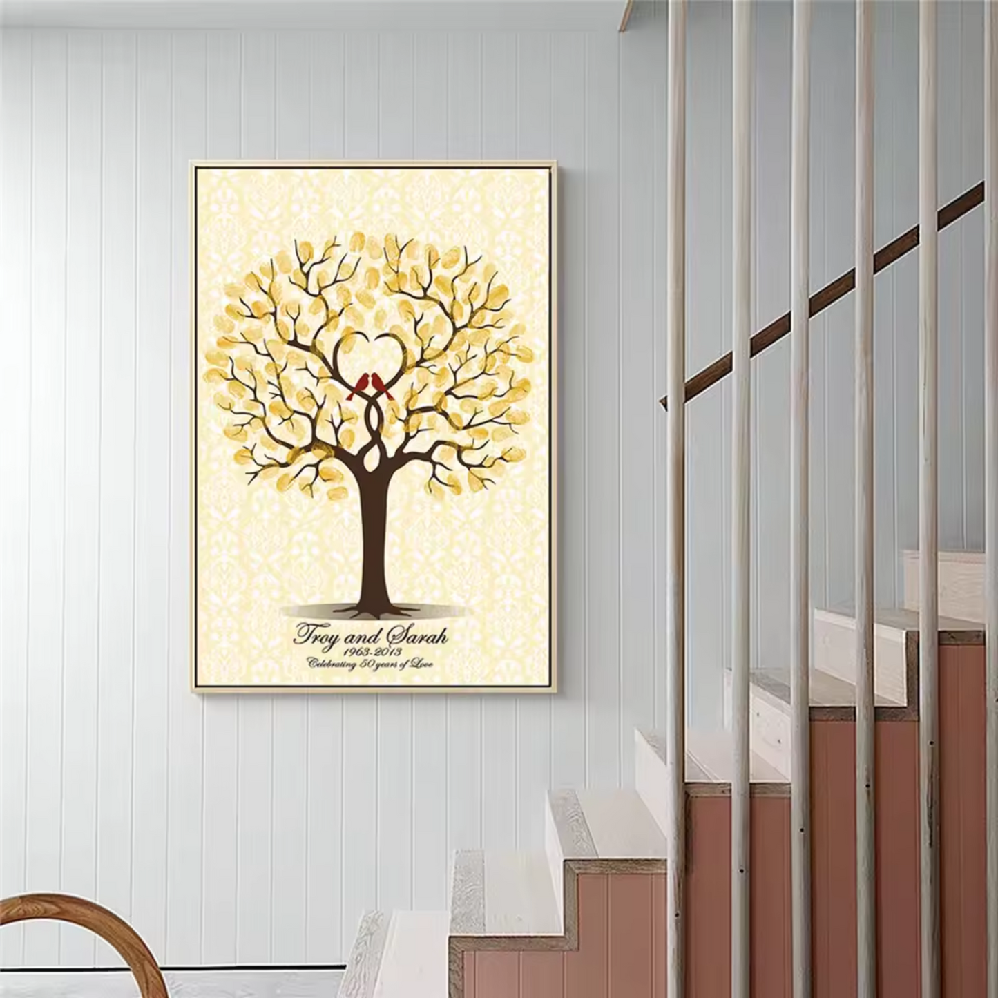 Personalised Wedding Guestbook Fingerprint Tree Canvas