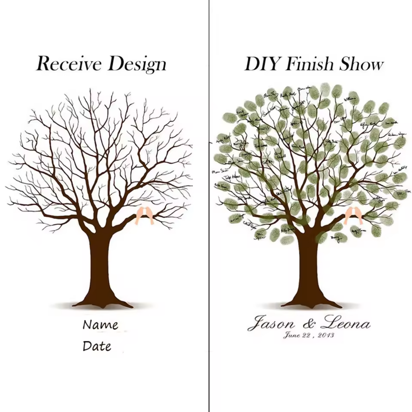 Personalised Wedding Guestbook Fingerprint Tree Canvas