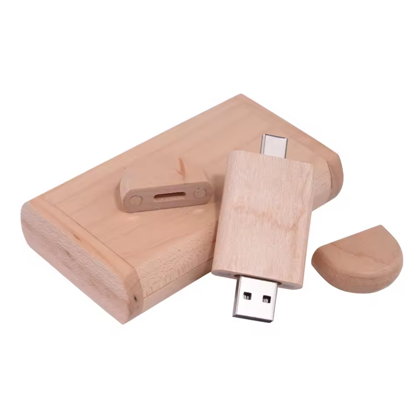 Personalised Wooden USB & Box Dual USB Type C USB A