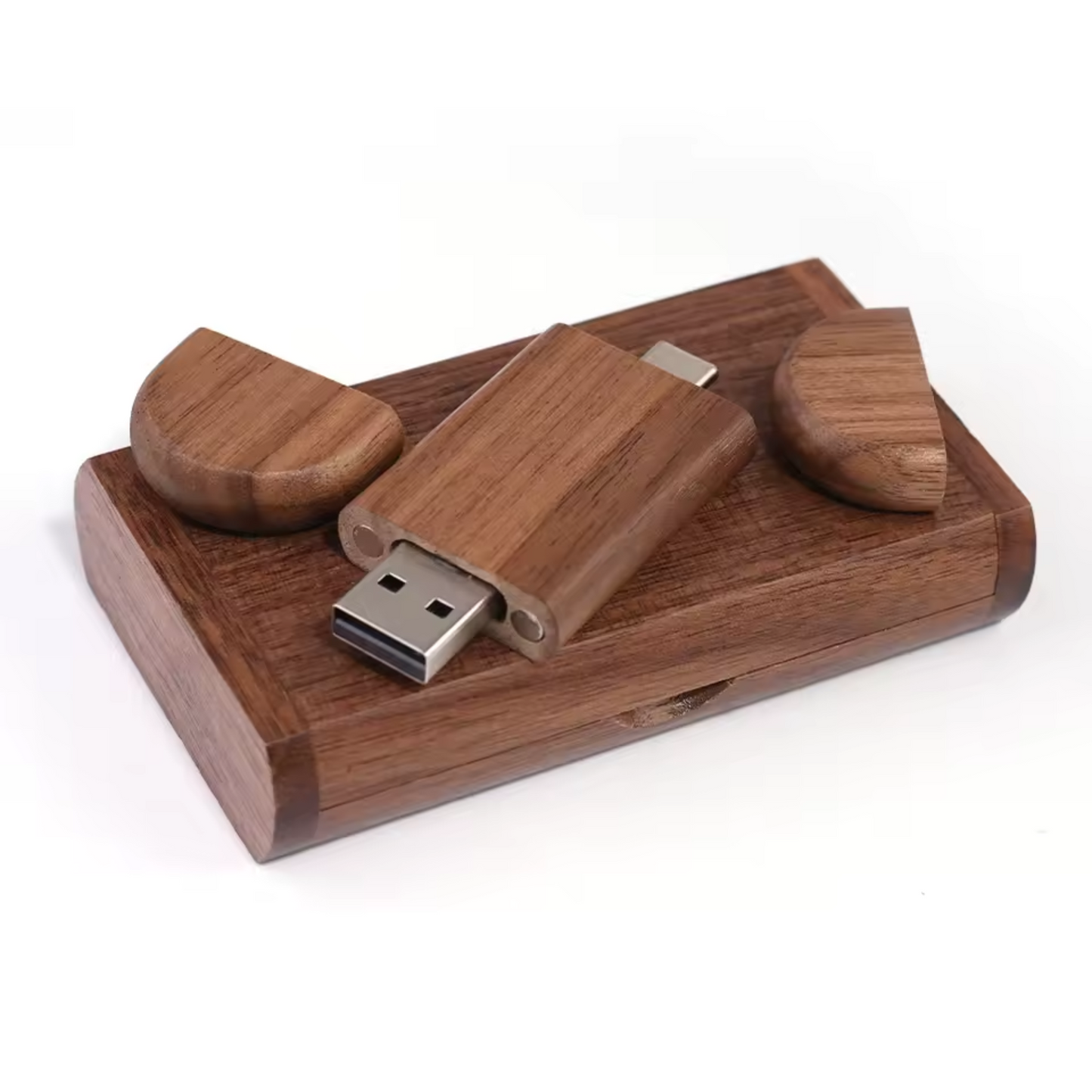 Personalised Wooden USB & Box Dual USB Type C USB A